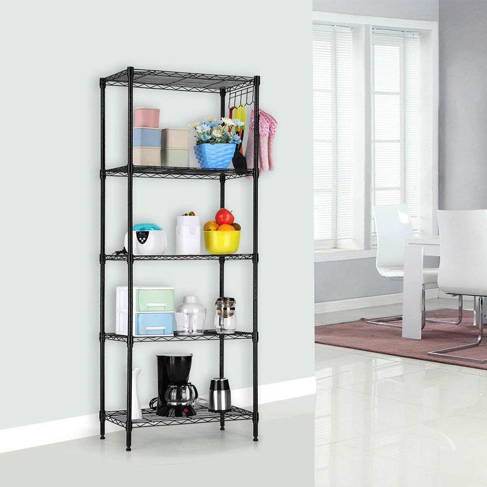 5-Tier Heavy Duty Metal Wire Shelving Unit - Sturdy Storage Rack for Kitchen, Pantry, Living Room & Garage Organization - Perfect for Storing Food, Books, Tools & Household Items