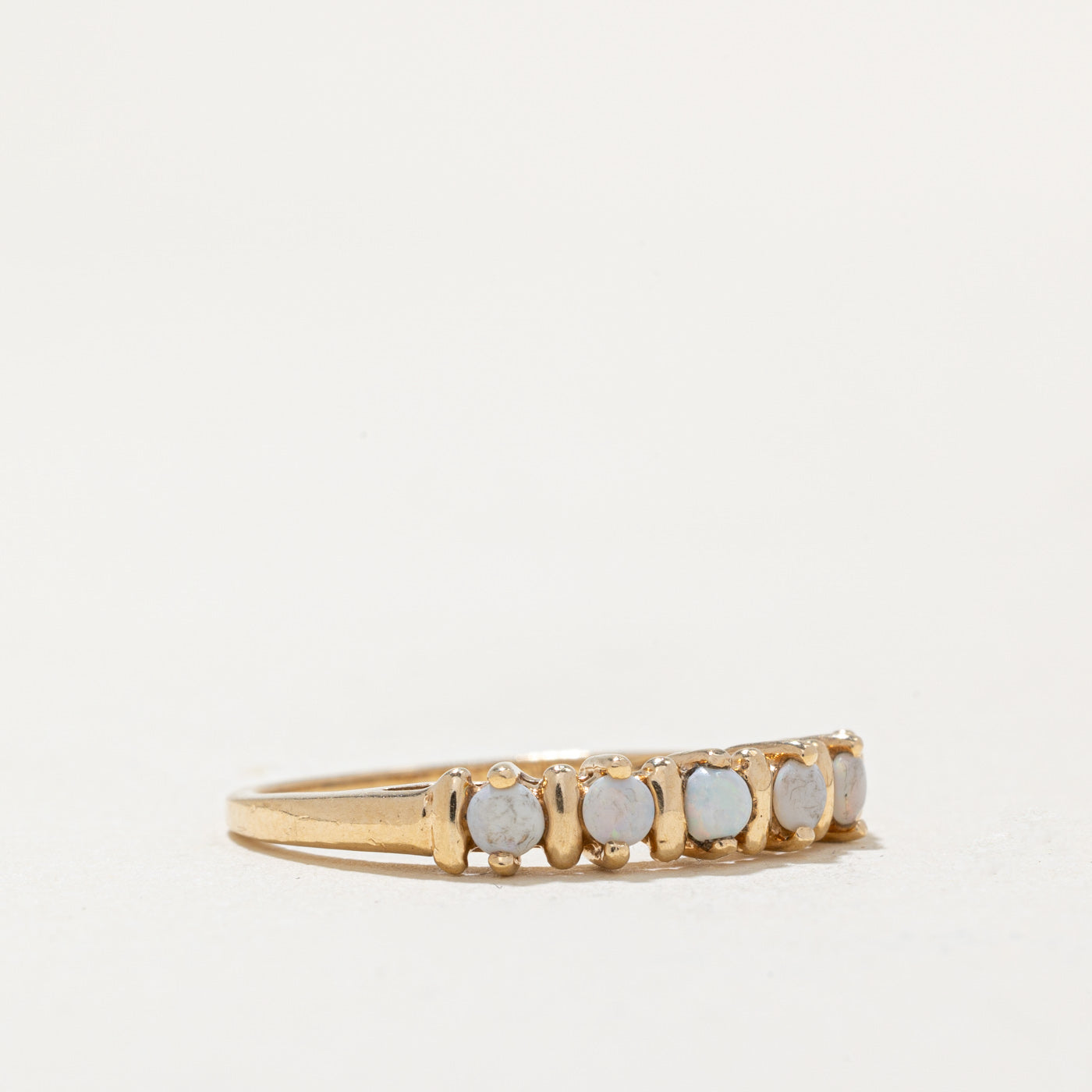 Five Stone Opal Ring | 0.18ctw Genuine Opal & Sterling Silver | Size 5.75 | Elegant Birthstone Jewelry for Women | Perfect Gift for Anniversary, Birthday & Special Occasions