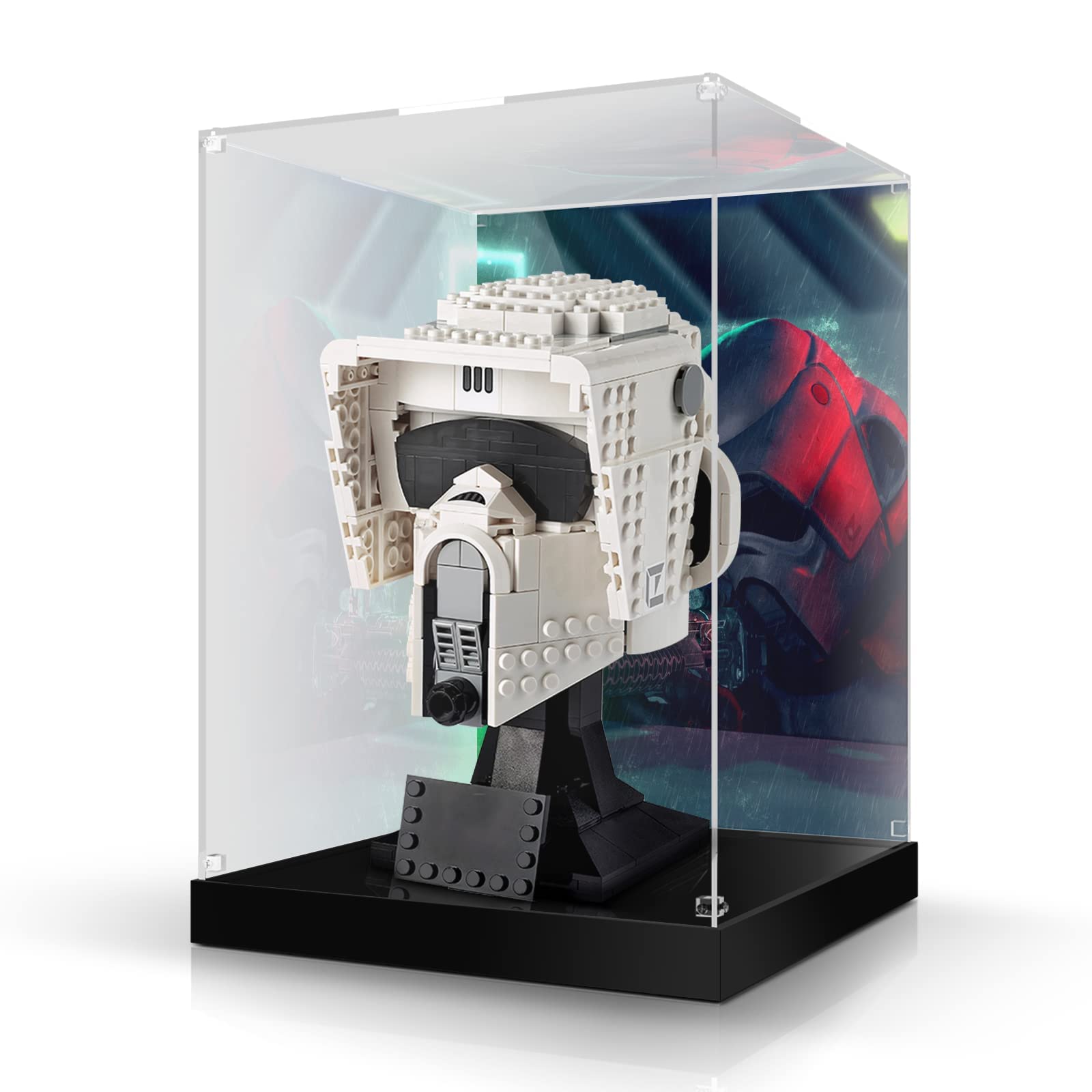 Vaodest 3MM HD Acrylic Display Case for Lego Scout Trooper 75305 Helmet - Dustproof Transparent Protection Box for Collectibles (Perfect for Showcasing Lego Star Wars Helmets in Home/Office Displays)
