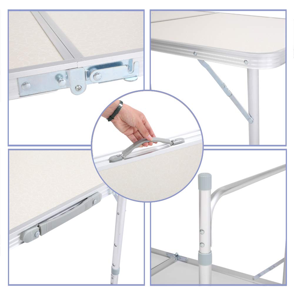 4FT Portable Folding Table 120x60x70cm - Lightweight Multipurpose Indoor Outdoor Table for Picnic, Party, Dining, Camping & Home Use