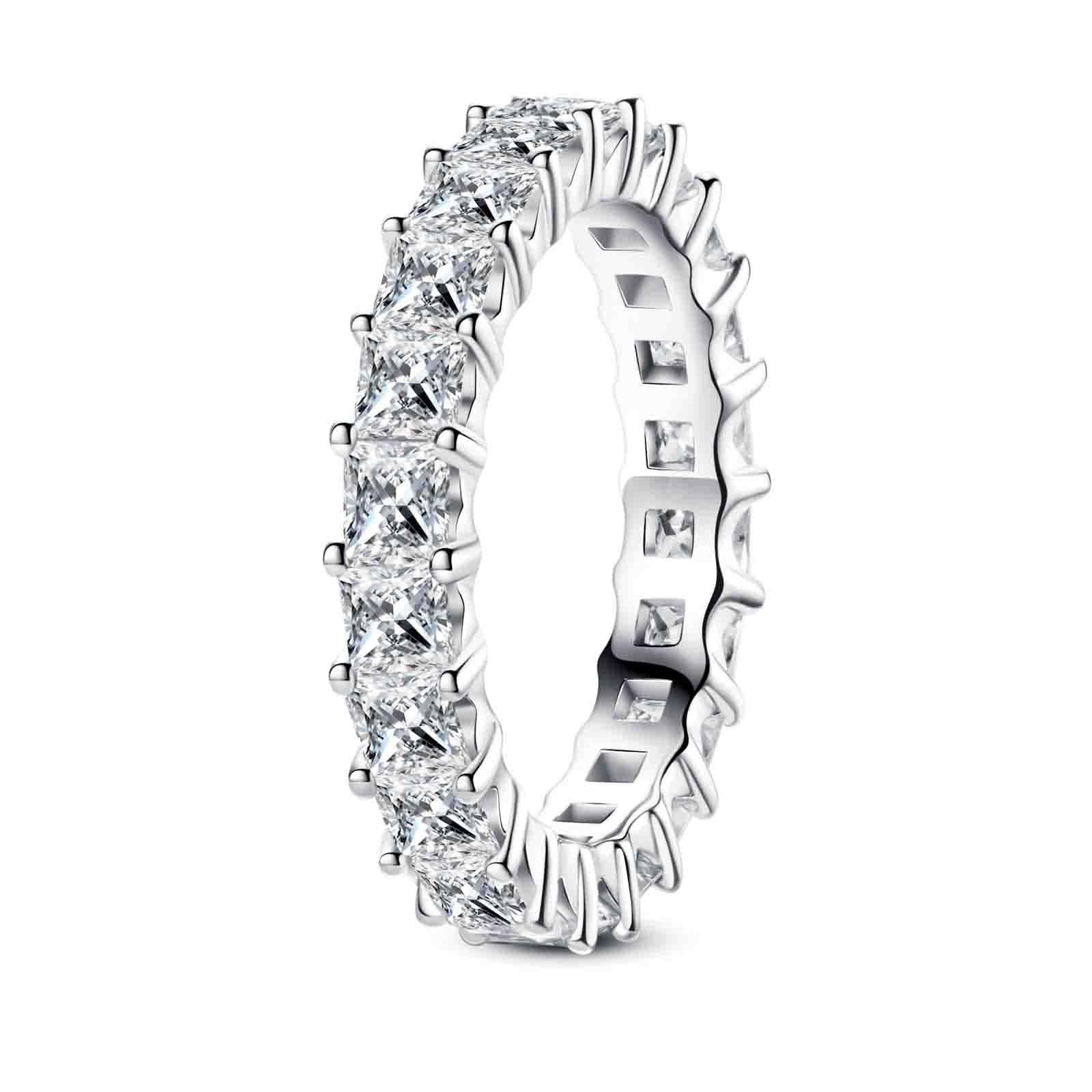 AnuClub 5cttw Moissanite Eternity Ring for Women - Round/Emerald/Princess Cut D Color 925 Sterling Silver Wedding Band | Perfect for Anniversaries, Engagements & Special Occasions