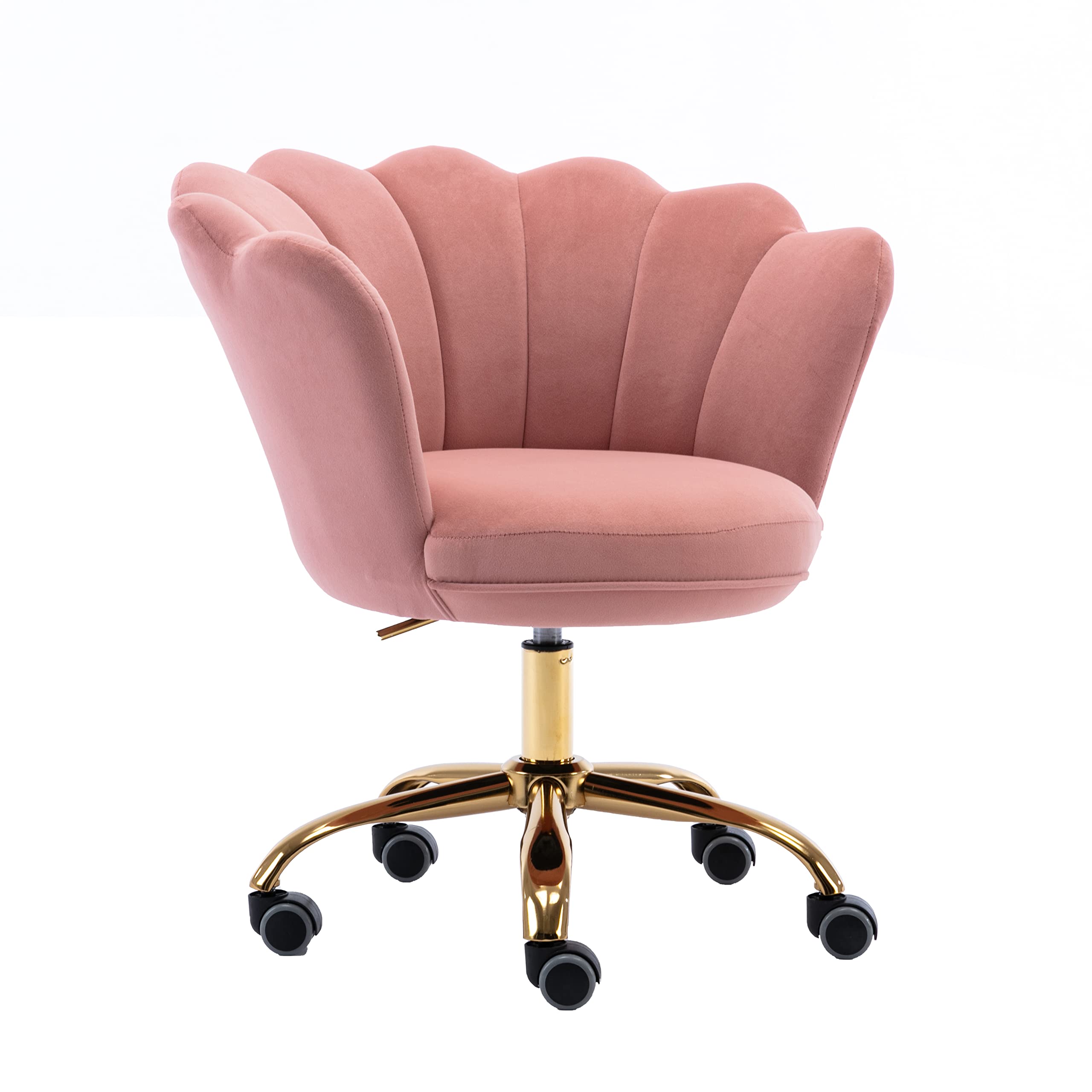 Ergonomic Velvet Swivel Desk Chair with Adjustable Height & Wheels - Modern Upholstered Office Task Chair for Women, Girls - Perfect for Home Office, Bedroom & Living Room (Pink) | Comfortable Seating for Work, Study & Relaxation