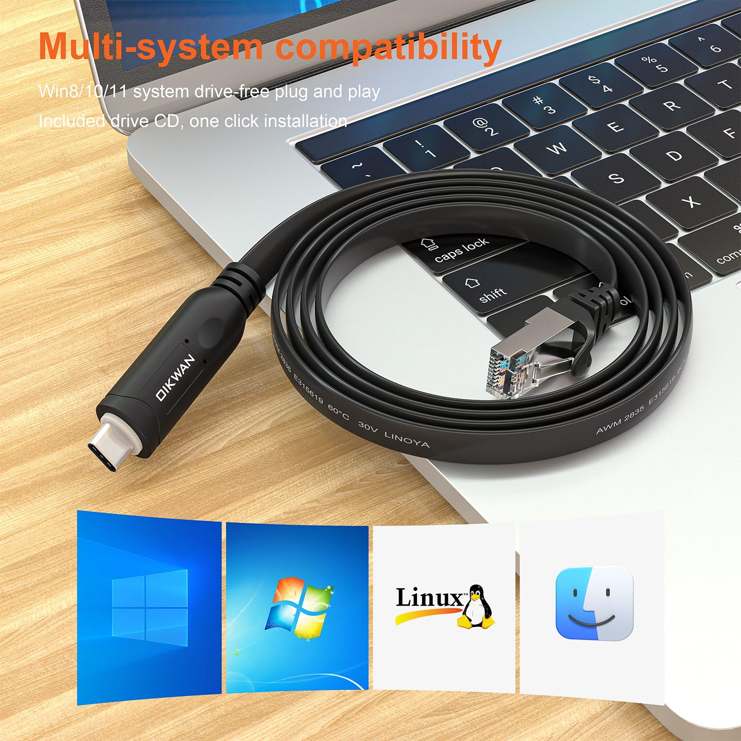 Premium USB-C to UART Serial Console Cable (6ft, Black) - Compatible with Cisco, NETGEAR, Ubiquiti, Linksys Routers & Switches for Windows, Mac, Linux - Ideal for Network Configuration, Server Maintenance & IT Troubleshooting