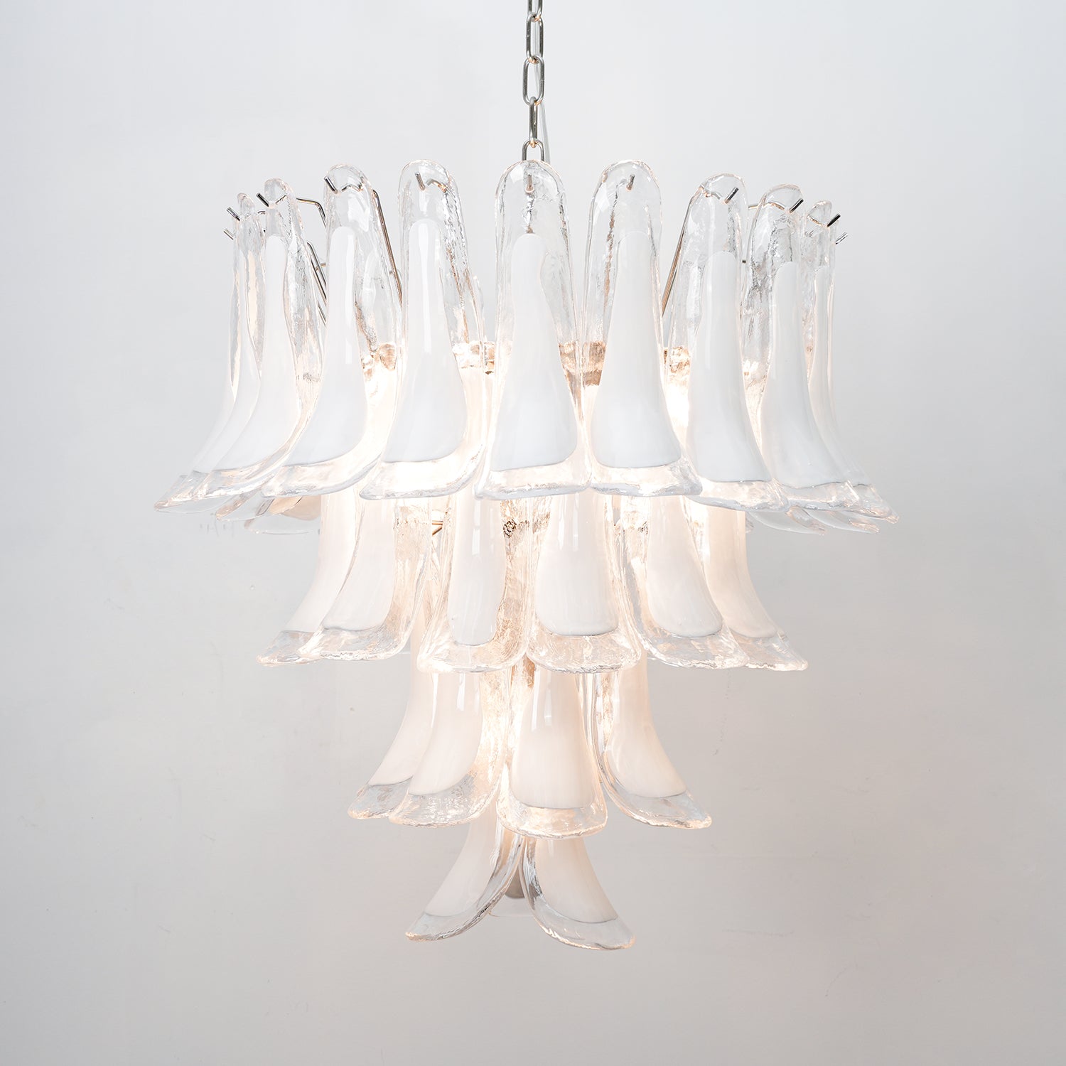 Elegant Florentine Lily Murano Glass Chandelier - Handcrafted Italian Lighting Fixture for Dining Room, Living Room & Bedroom Decor