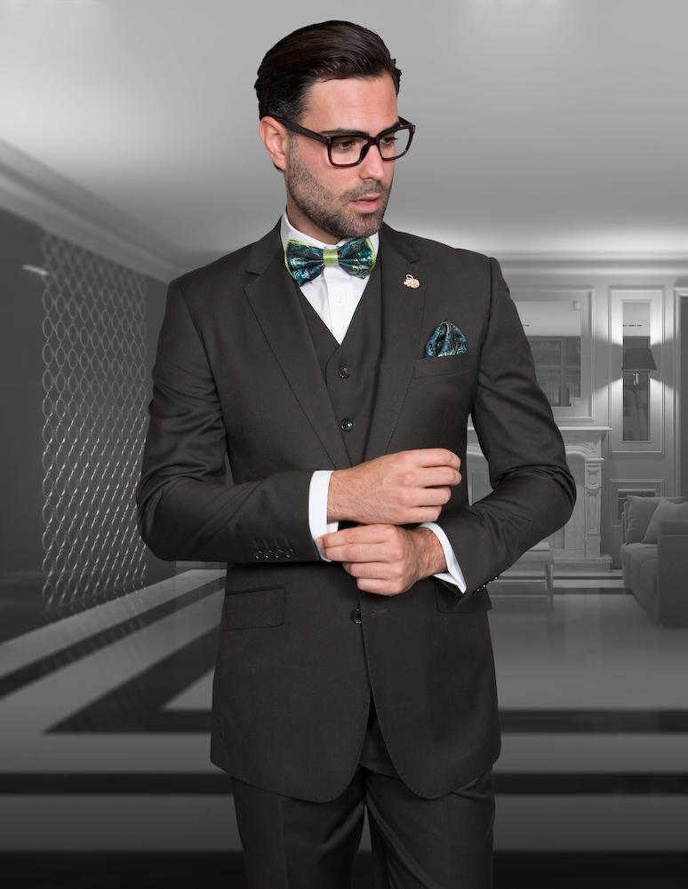 Men's 3-Piece Tailored Fit Wool Suit | Premium Business Attire by Statement Olive | Perfect for Weddings, Interviews & Formal Events