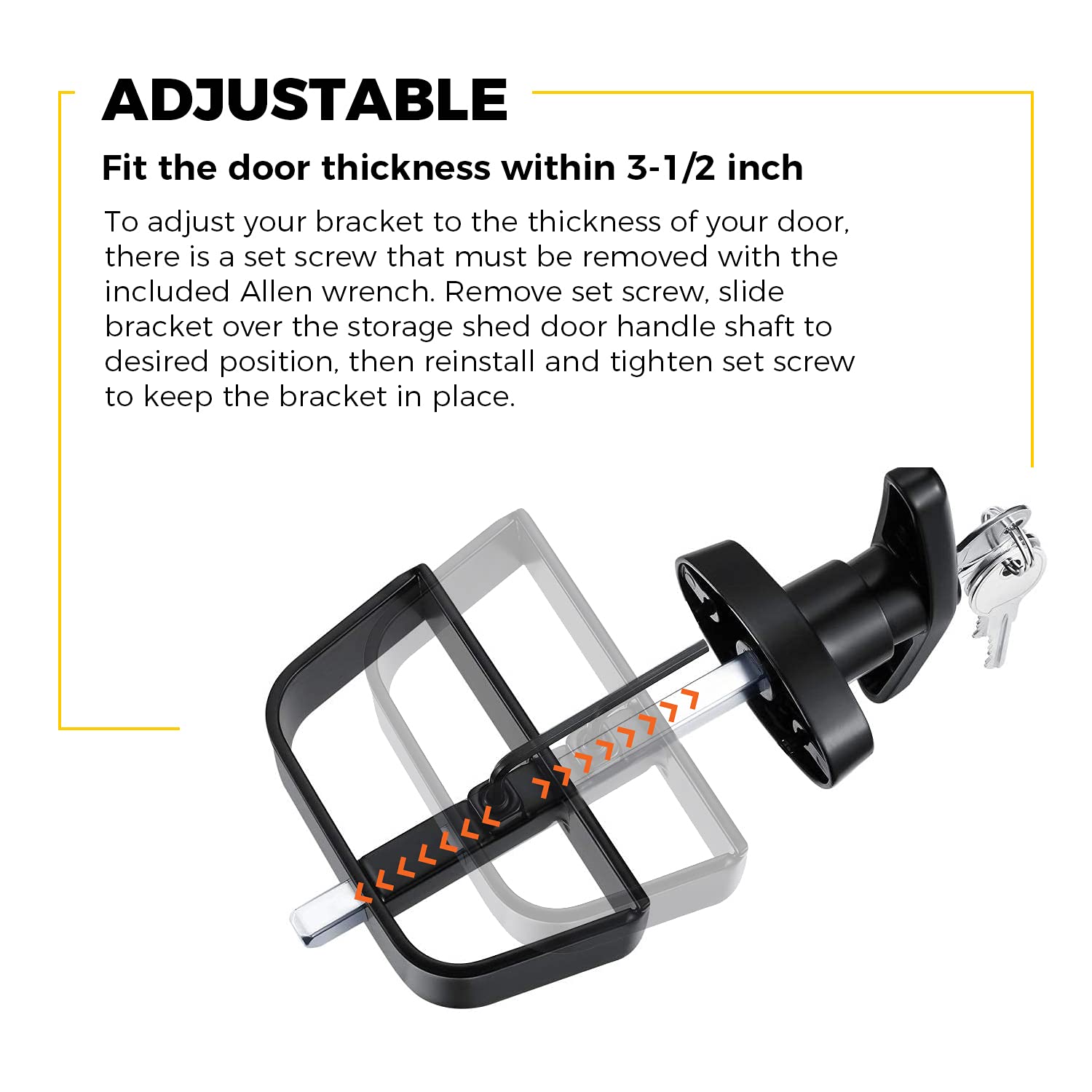 Hurricom Shed Door T-Handle Lock Kit with 2 Keys - 4.5