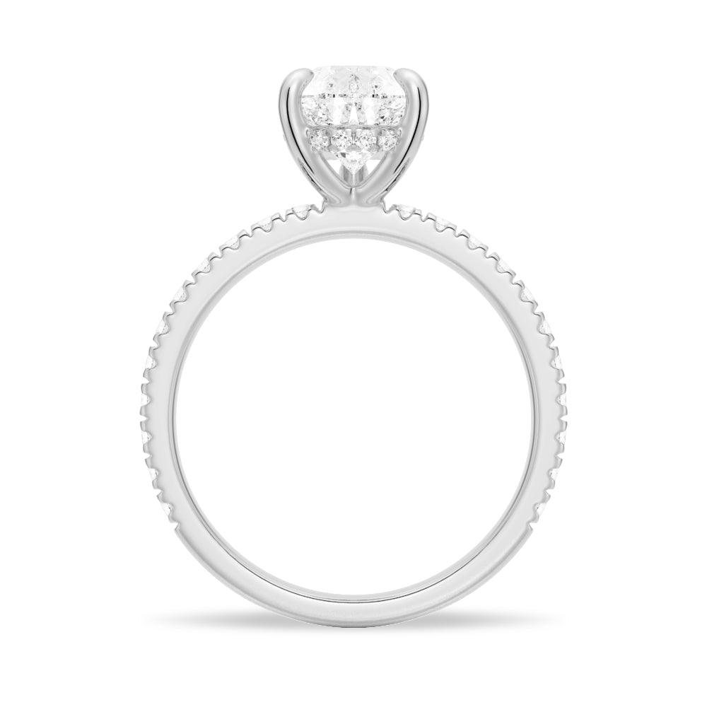 Pear Shaped Pavé Band Moissanite Engagement Ring with Hidden Halo Ring Set - Elegant Wedding Jewelry for Brides & Anniversaries