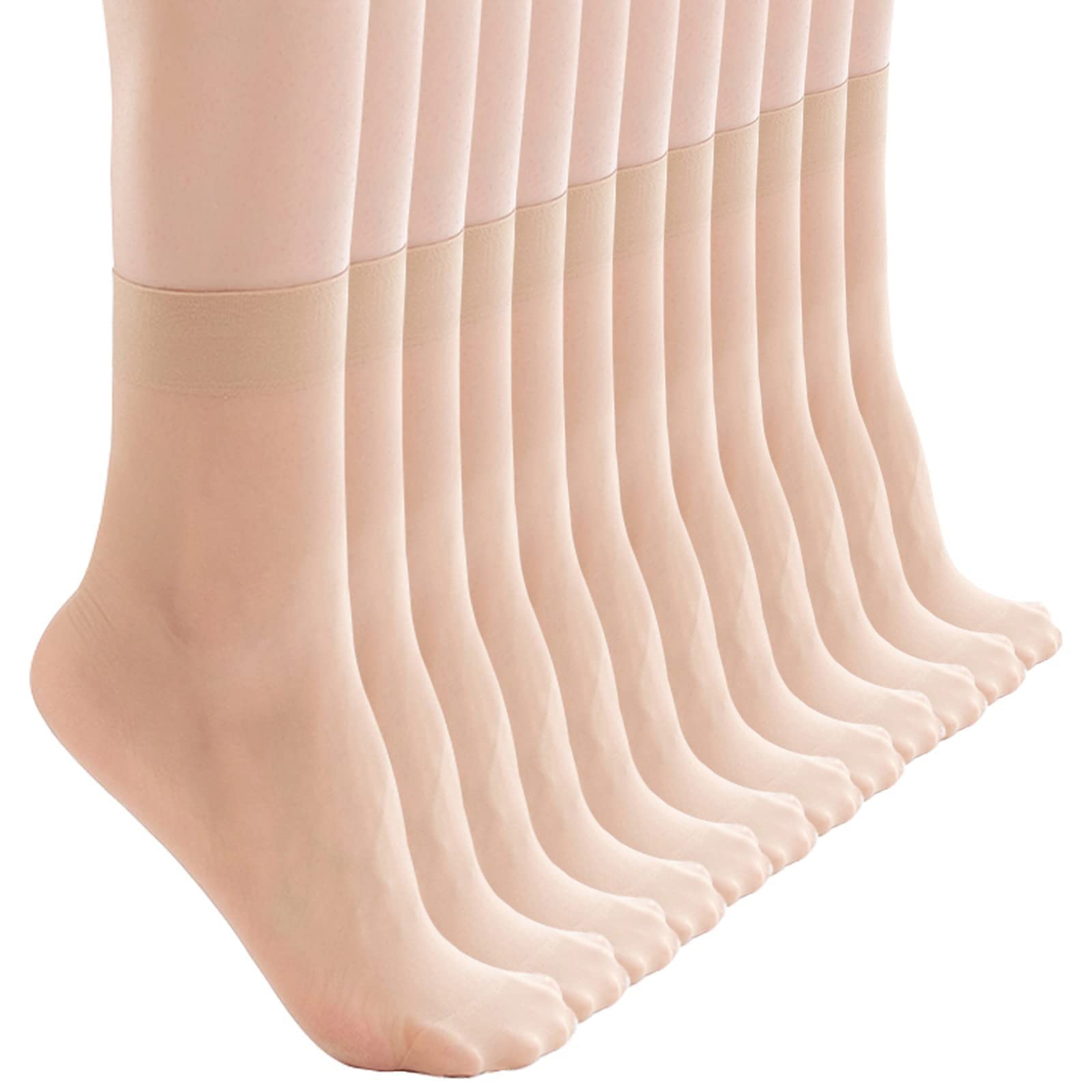 10 Pairs Women's Non-Slip Cotton Compression Socks - Solid Patterned Mid-Calf Socks for Workout, Yoga & Everyday Comfort