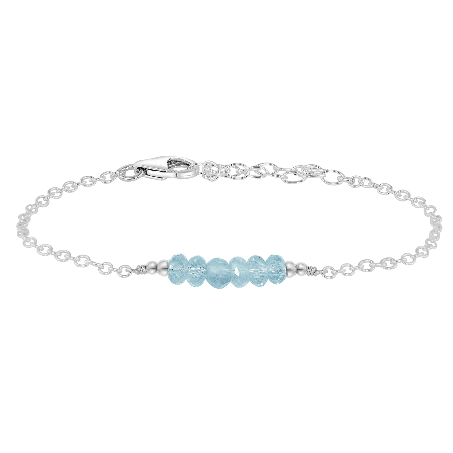 Sparkling Blue Aquamarine Gemstone Faceted Bead Bar Bracelet for Women - Handmade Adjustable Crystal Healing Jewelry for Meditation, Yoga & Spiritual Gifts