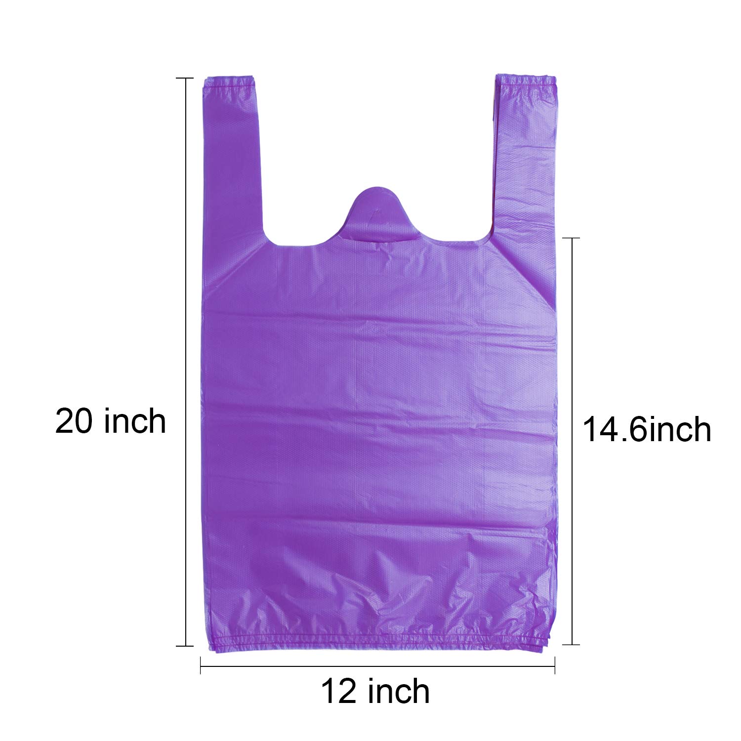 LazyMe Heavy Duty Plastic Grocery Bags with Handles - 12x20 Inch Bulk Shopping Bags for Supermarkets, Restaurants & Retail Stores (100 Pack, Purple) - Perfect for Grocery Shopping, Takeout Orders & Retail Packaging