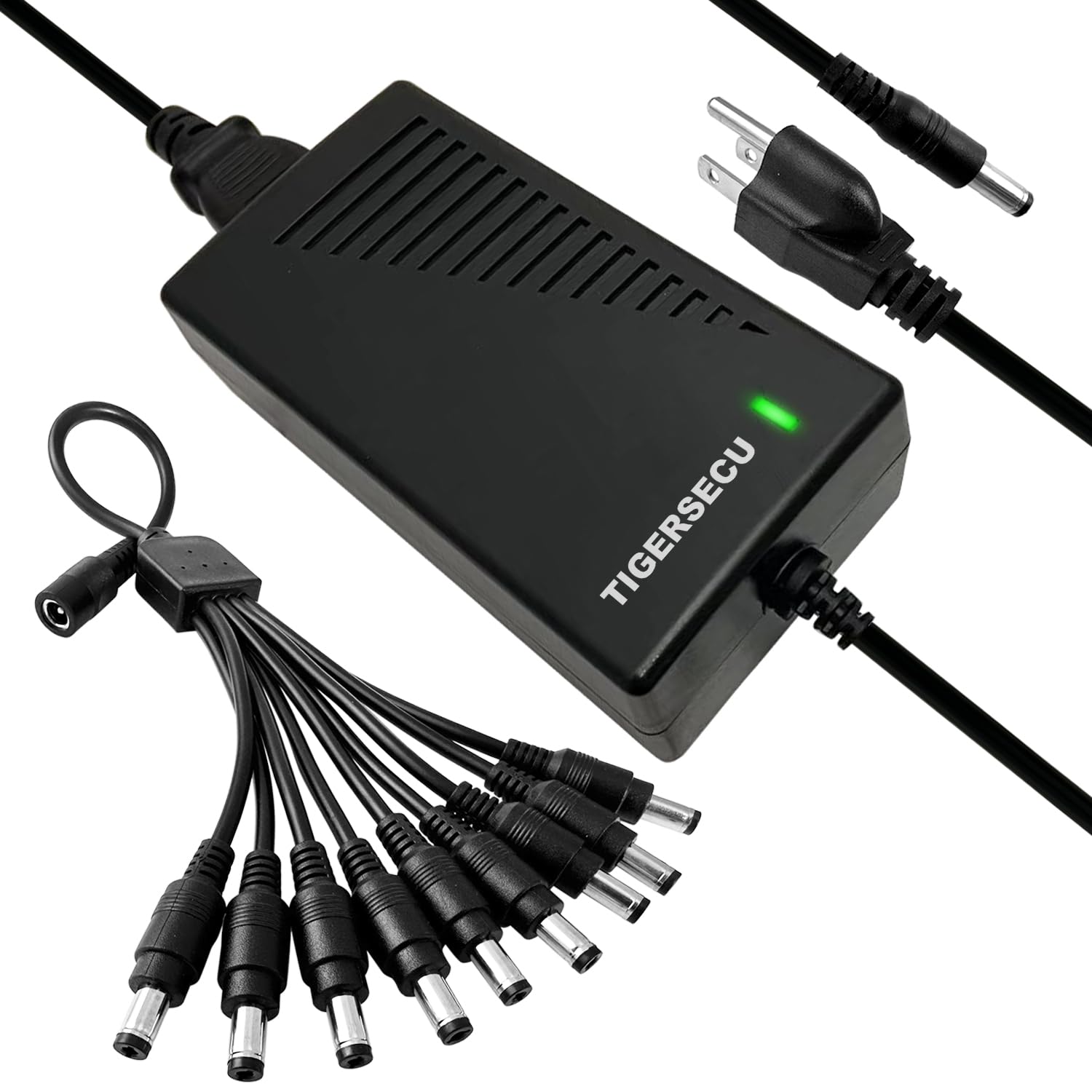 TIGERSECU 12V 5A Security Camera Power Adapter with 9-Way Splitter - 100V-240V 2.1x5.5mm Power Supply for Lorex, Samsung, Q-See, Night Owl, Swann, Annke IP & BNC Cameras - Ideal for Home & Business Surveillance Systems