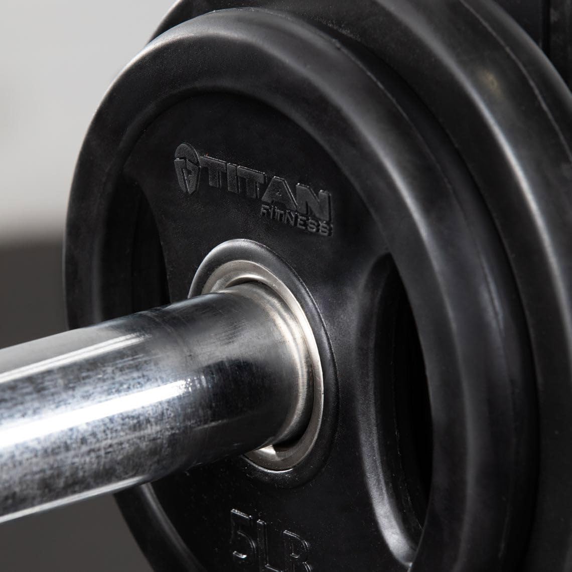 Titan Fitness Rubber Coated Cast Iron Grip Plates - Weight Plates for Strength Training, Home Gym & CrossFit Workouts