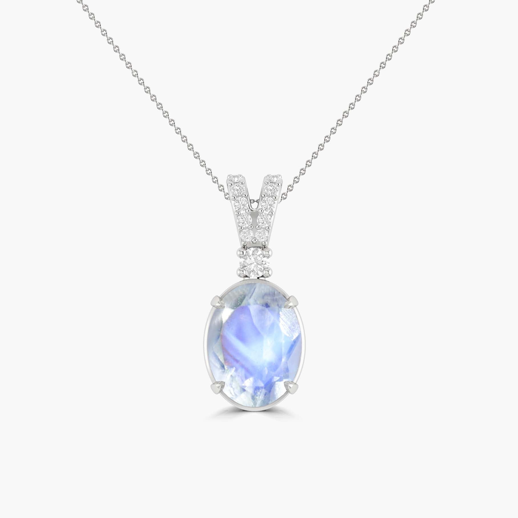 Natural Rainbow Moonstone Pendant Necklace for Women - Healing Crystal Jewelry Gift for Birthday, Wedding & Spiritual Energy (Perfect for Meditation, Yoga & Boho Fashion)