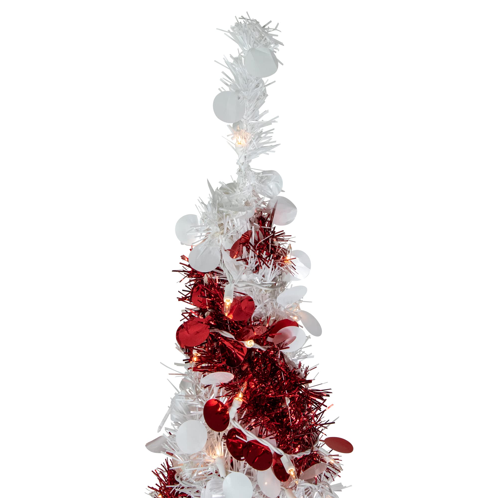 4ft Pre-Lit Candy Cane Striped Pop-Up Artificial Christmas Tree with Clear LED Lights - Perfect for Holiday Home Decor, Office Party & Festive Gift Giving