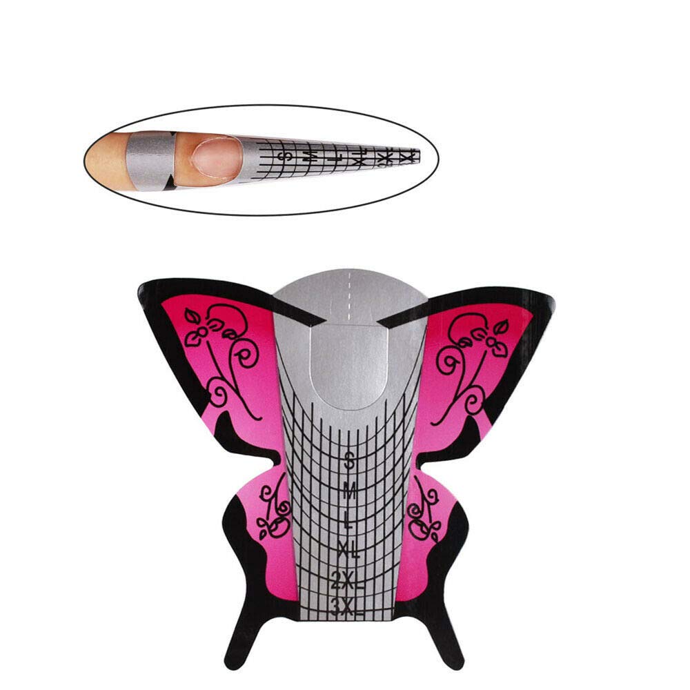 100 Pcs Self-Adhesive Pink Nail Forms for Acrylic, UV, Polygel & Builder Gel Extensions - Nail Sculpting Guides for Salon & Home Manicures - Perfect for DIY Nail Art & Professional Nail Extensions