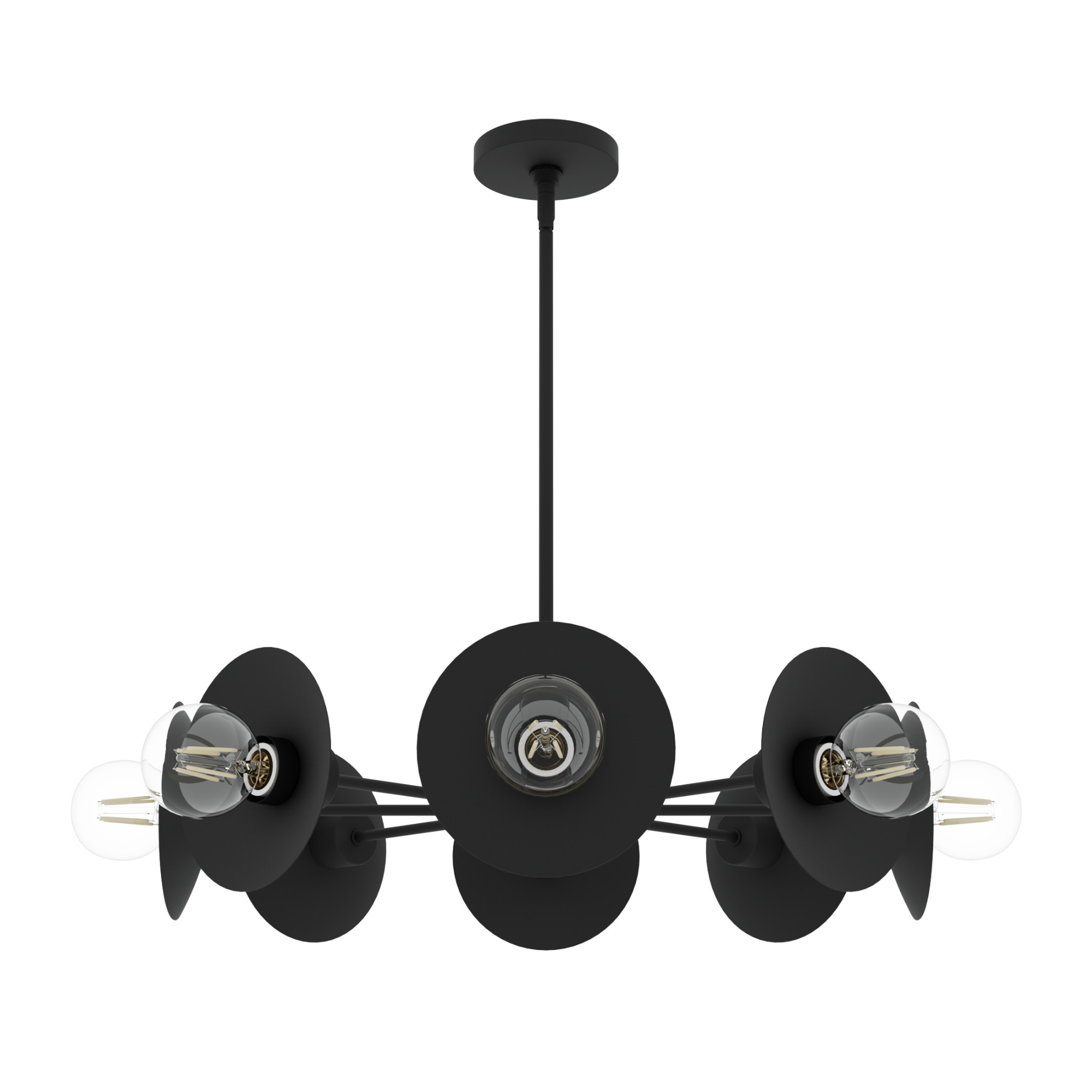 Hunter Fernando 8-Light Matte Black Chandelier Ceiling Fixture - Jasmine Roth Collection | Modern Farmhouse Lighting for Dining Room, Living Room & Bedroom
