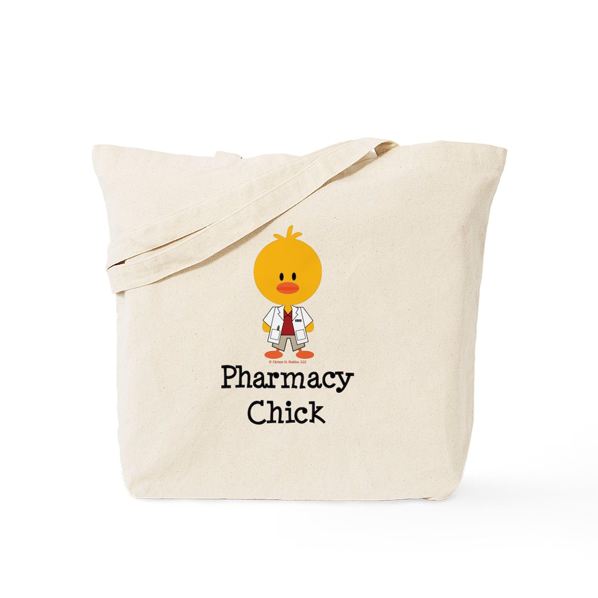 Pharmacy Chick Tote Bag - Natural Canvas Reusable Shopping Bag for Women | Perfect for Groceries, Work & College | Eco-Friendly Cotton Tote with Roomy Pockets