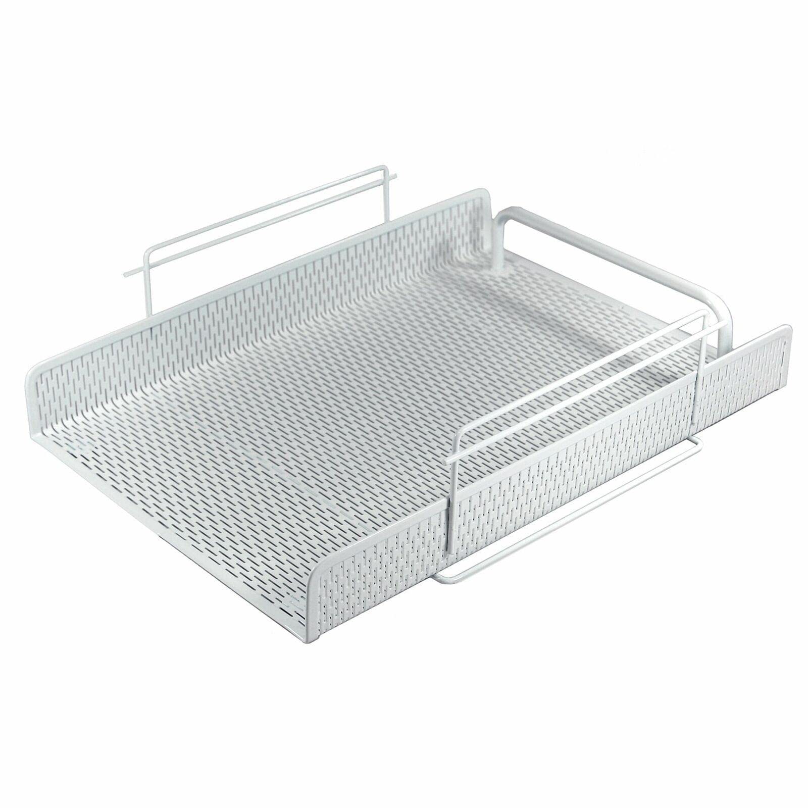 White Metal Letter Tray with Stacking Supports - Office Desk Organizer for Mail, Documents & Files - Perfect for Home Office, Workplace & School Organization