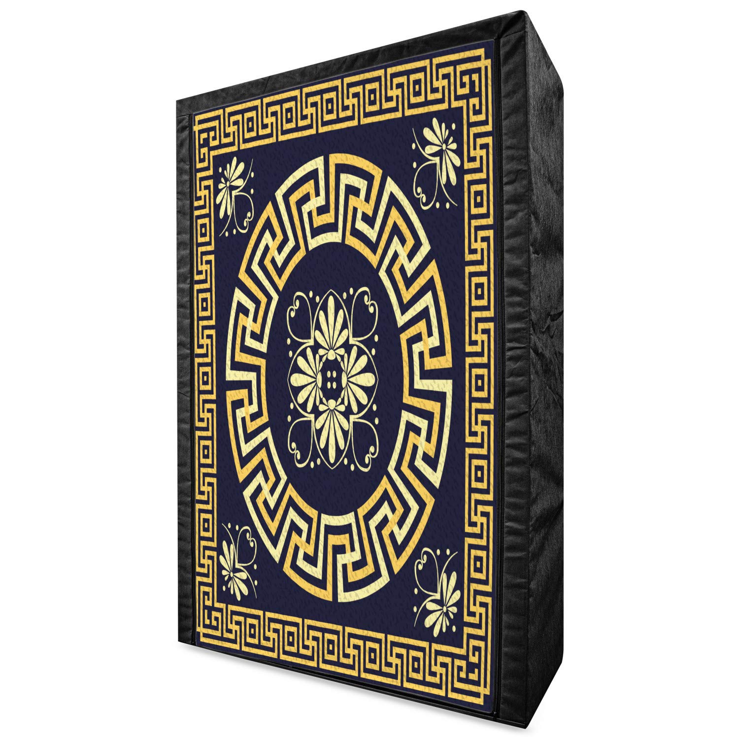 Ambesonne Greek Themed Portable Fabric Wardrobe with Meander Floral Design - 42.5