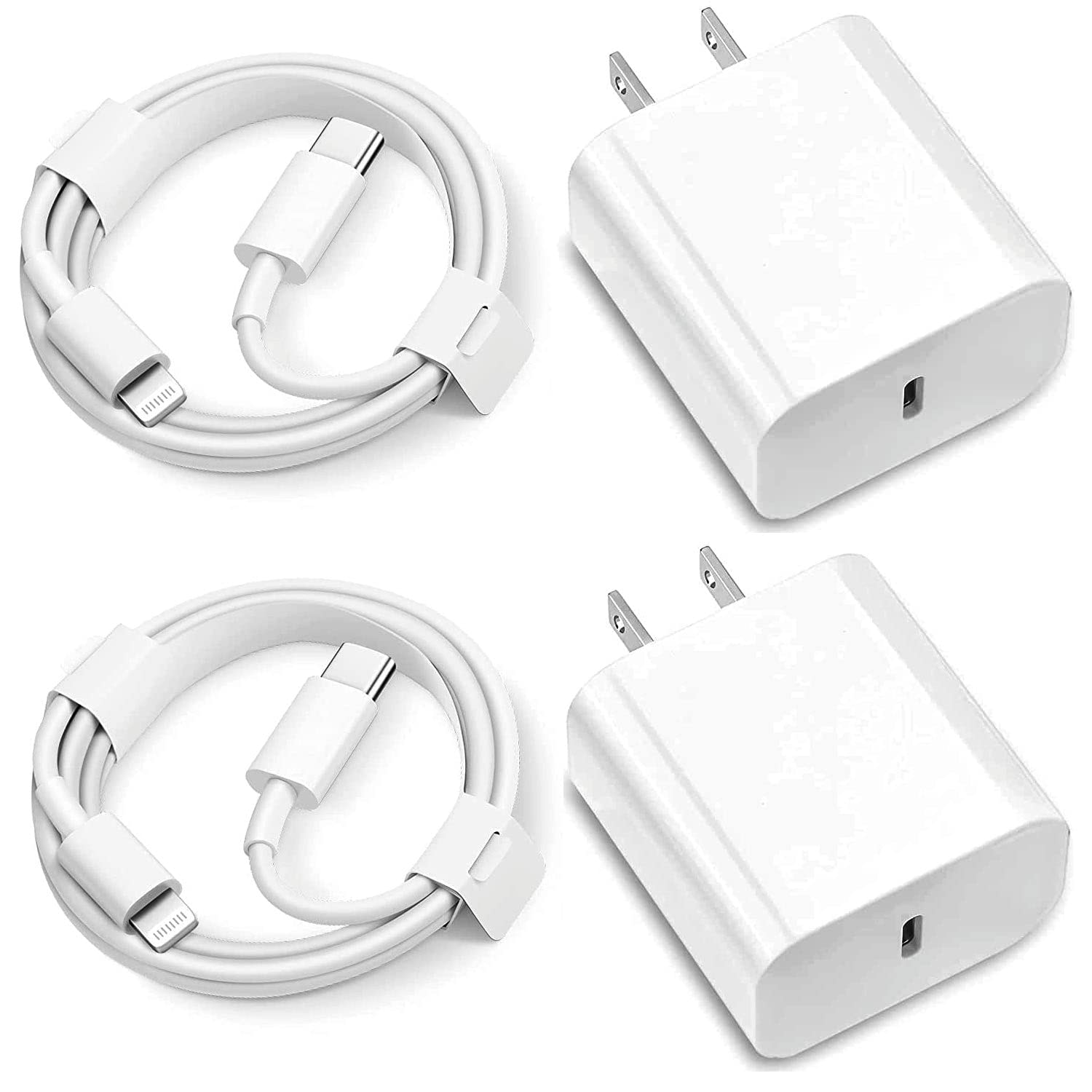 Apple MFi Certified 20W Fast Charger 2 Pack - USB C to Lightning Cable Included - Compatible with iPhone 14/13/12/11 Pro Max/XS/XR/X/8 - Perfect for Home, Office & Travel Charging