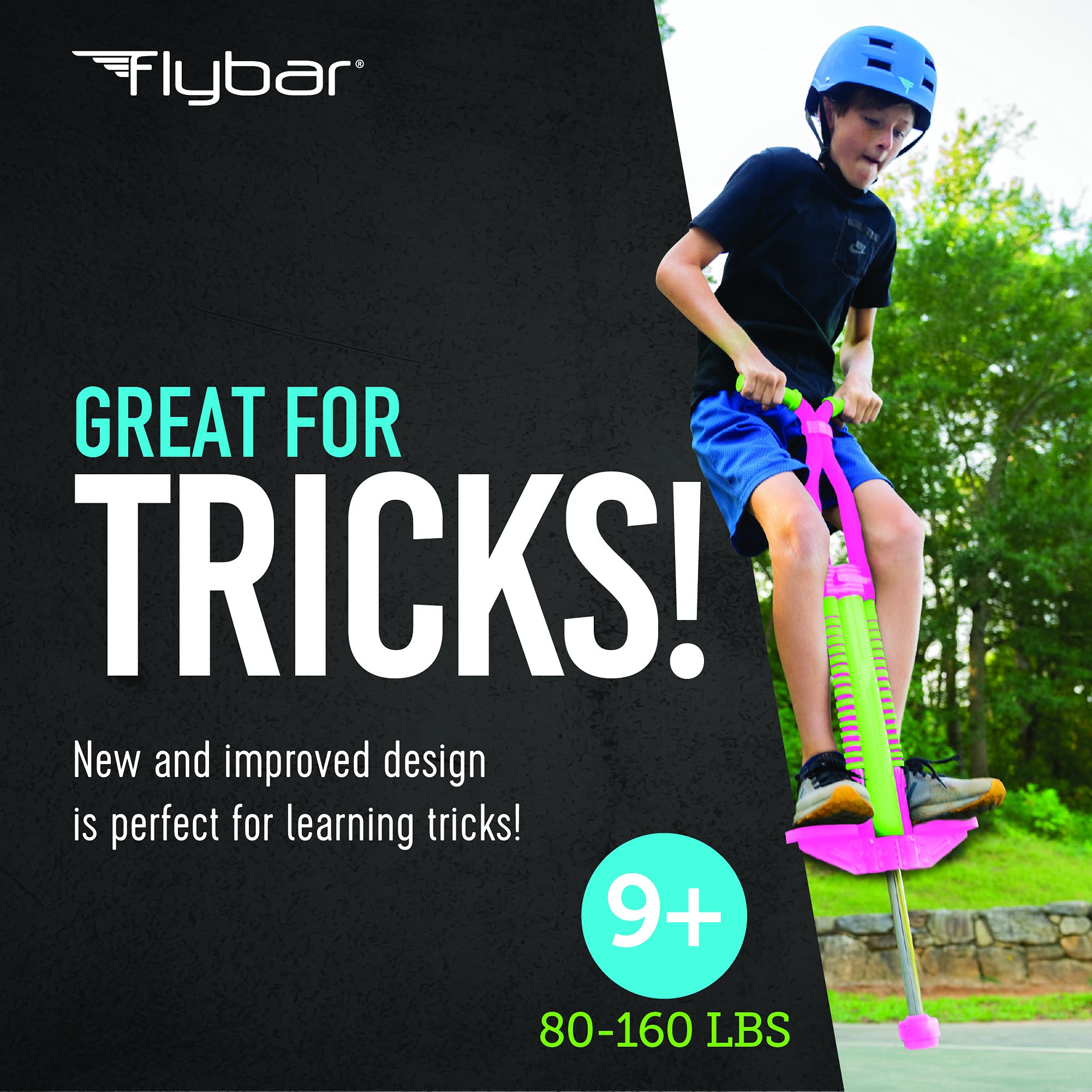 **Flybar Master Pogo Stick for Kids & Teens - Ages 9+, Supports 80-160 lbs, Non-Slip Handles & Pegs, Durable Outdoor Toy for Boys & Girls - Perfect for Backyard Fun, Playgrounds & Active Play**
