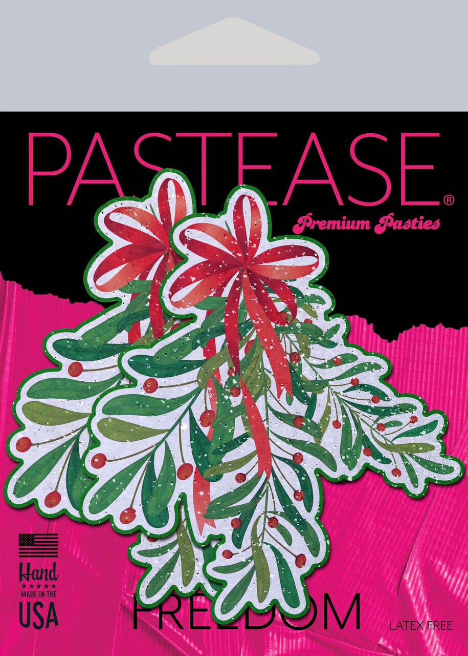 Pastease Christmas Winter Mistletoe with Red Bow - Holiday Home Decor for Doorways, Parties & Festive Season