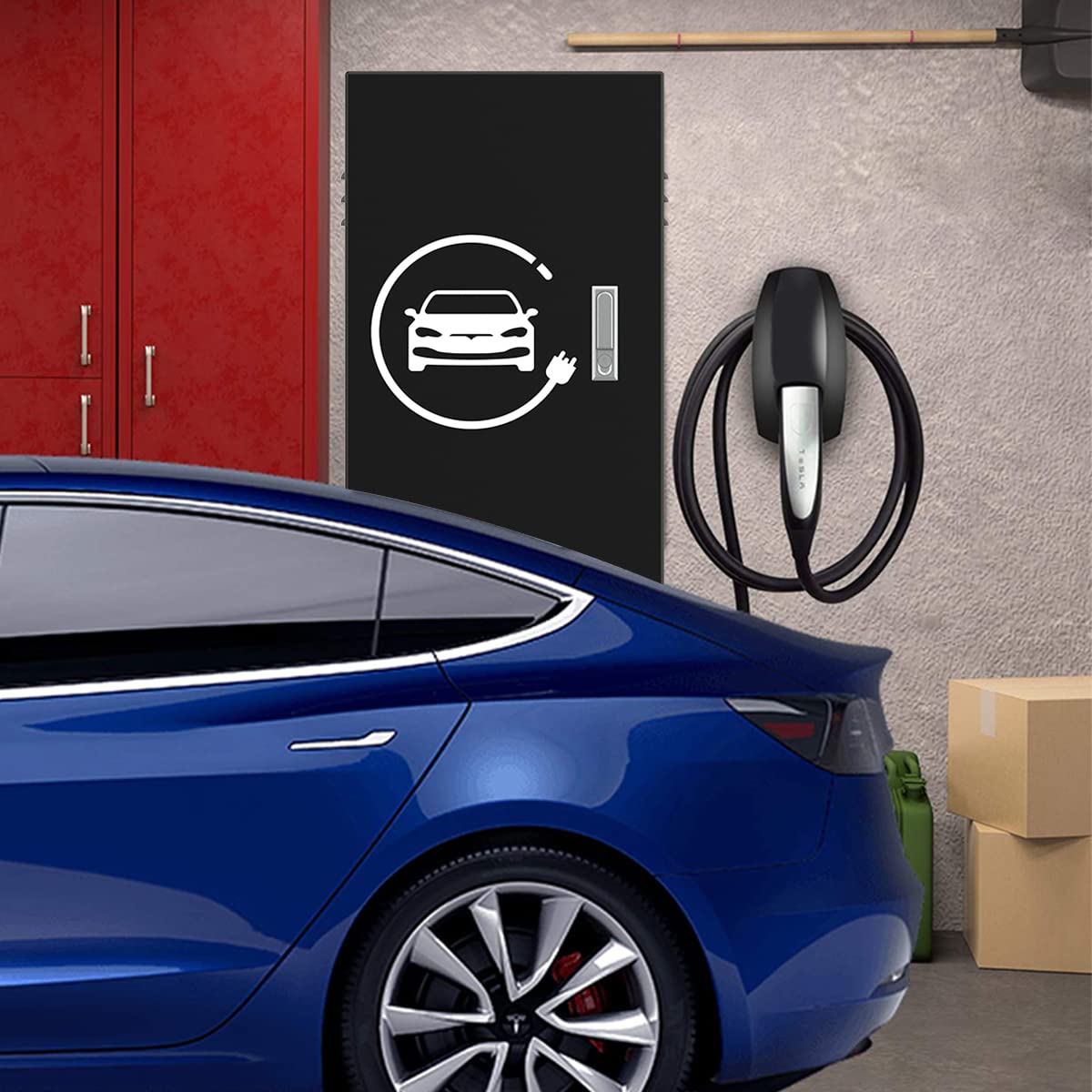 BMZX Tesla Charger Station Box - IP66 Waterproof & Dustproof Metal Enclosure for Tesla Gen 3 Wall Connector - Cable Organizer for Indoor & Outdoor Use - Perfect for Garage, Driveway and EV Charging Station Protection