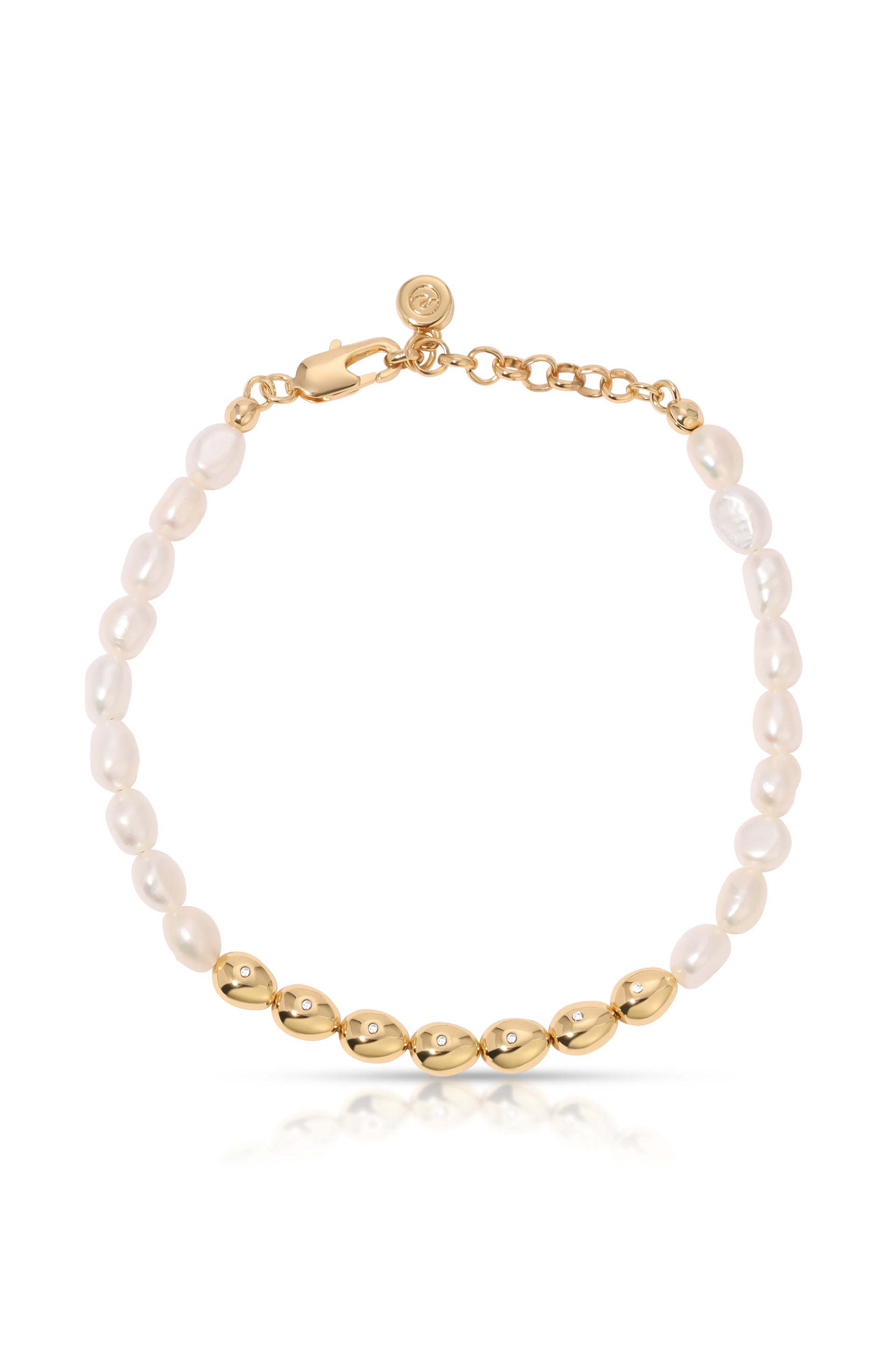 Elegant Freshwater Pearl & Polished Pebble Bracelet for Women – Perfect for Weddings, Parties & Everyday Wear
