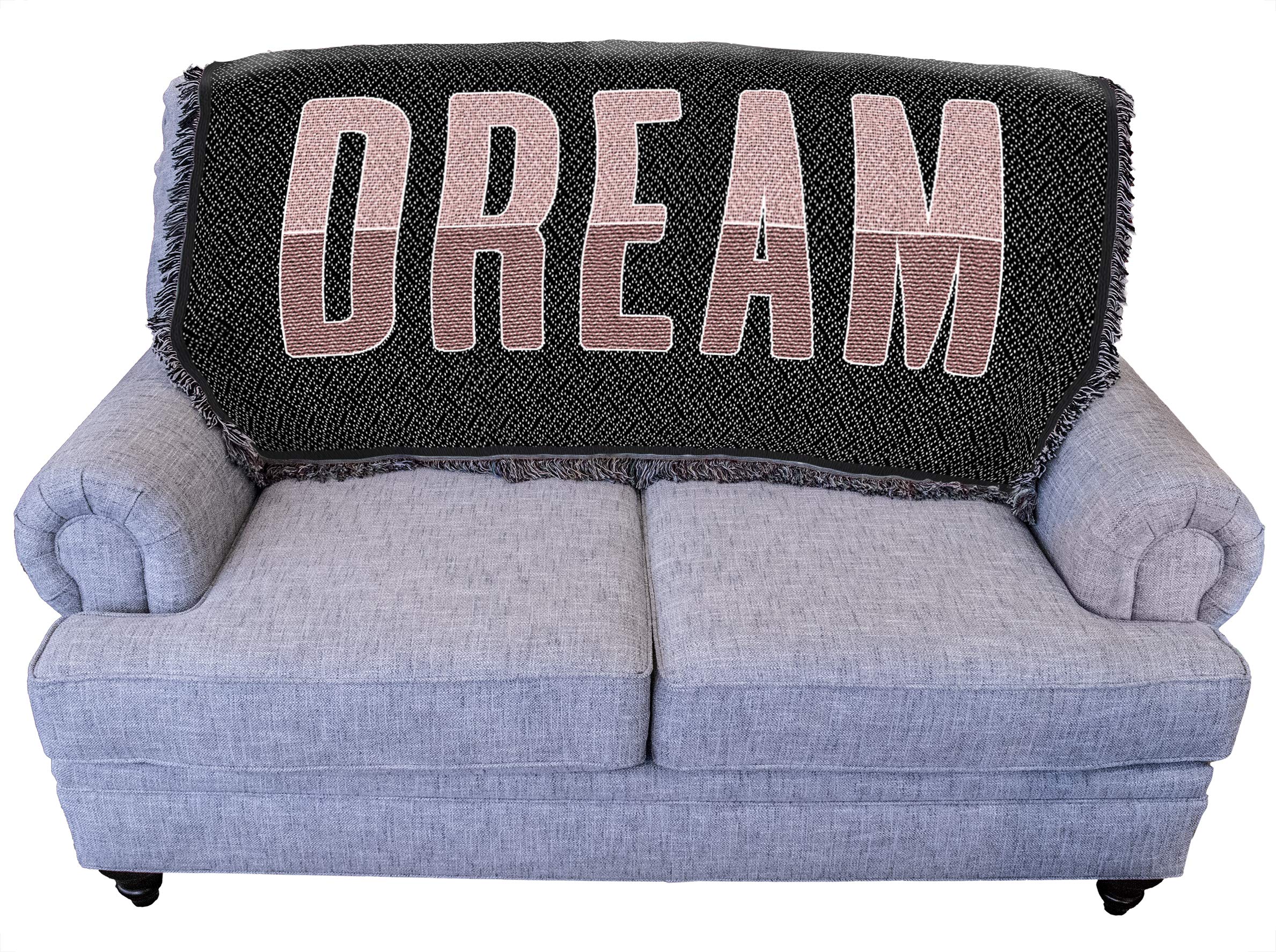 Pure Country Weavers Dream Blanket Black - 100% Cotton Woven Throw Blanket for Couch, Sofa & Bed - Handmade in USA (61x36) - Cozy Home Decor, Perfect Gift for Housewarming & Winter Nights