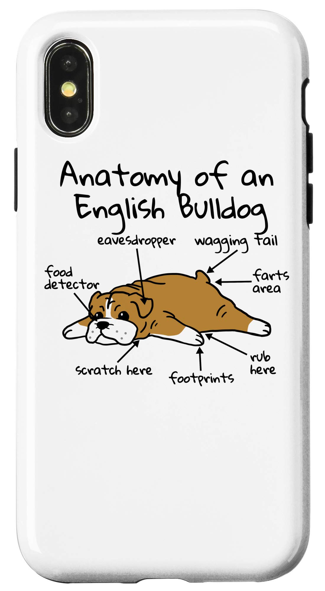 iPhone X/XS English Bulldog Anatomy Design Phone Case - Durable Protective Cover for Daily Use, Work & Travel