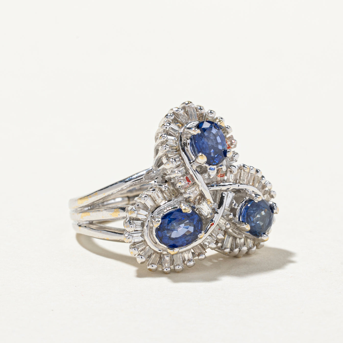 1.23ct Sapphire & 0.67ctw Diamond Cocktail Ring - Size 4.5 | Elegant Evening Wear & Special Occasion Jewelry for Women