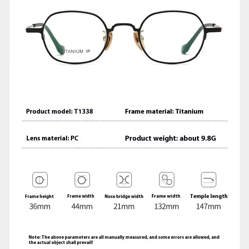 Aror Women's Full Rim Polygon Square Titanium Acetate Eyeglasses Frame 41338 - Stylish & Lightweight for Work, Reading & Fashion Accessories