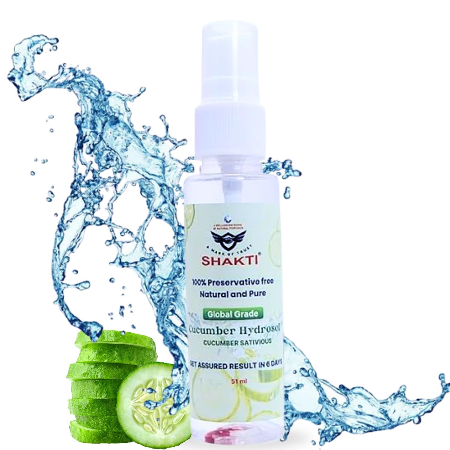 SHAKTI NATURAL Cucumber Face Toner 51ml | Enriched with Cucumber Extract & Vitamin C | Reduces Inflammation, Prevents Acne, Controls Oil & Removes Makeup | Alcohol-Free Facial Toner for Men & Women | Perfect for Daily Skincare Routine & Post-Workout Refreshment