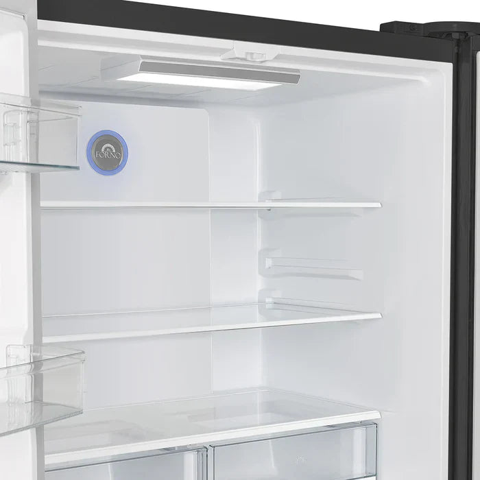 36 Inch Black FORNO Espresso Moena French Door Refrigerator - 19.2 Cu.ft Capacity, Energy Efficient FFRBI1820 36BLK Model - Perfect for Modern Kitchens, Entertaining & Large Family Storage