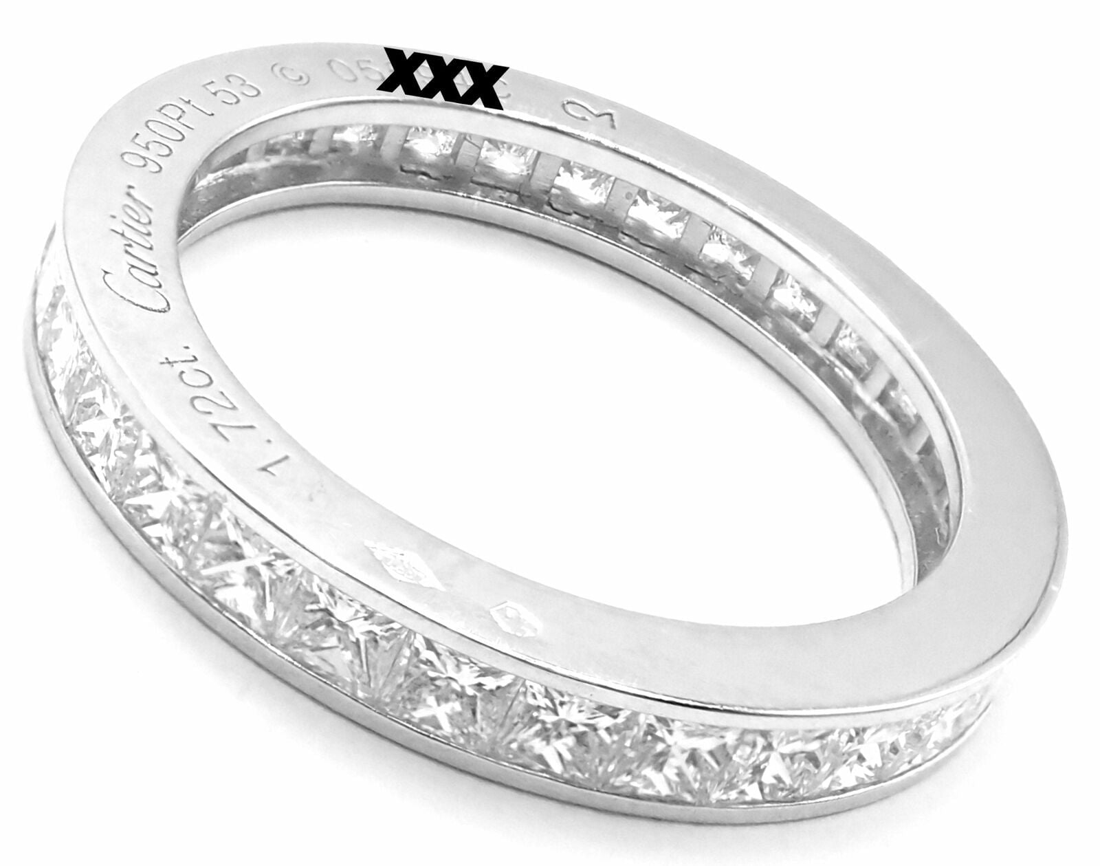 Cartier Platinum Princess Cut Diamond Eternity Wedding Band Ring - Size 53 (US 6.75) - Luxury Jewelry for Anniversary, Engagement & Special Occasions