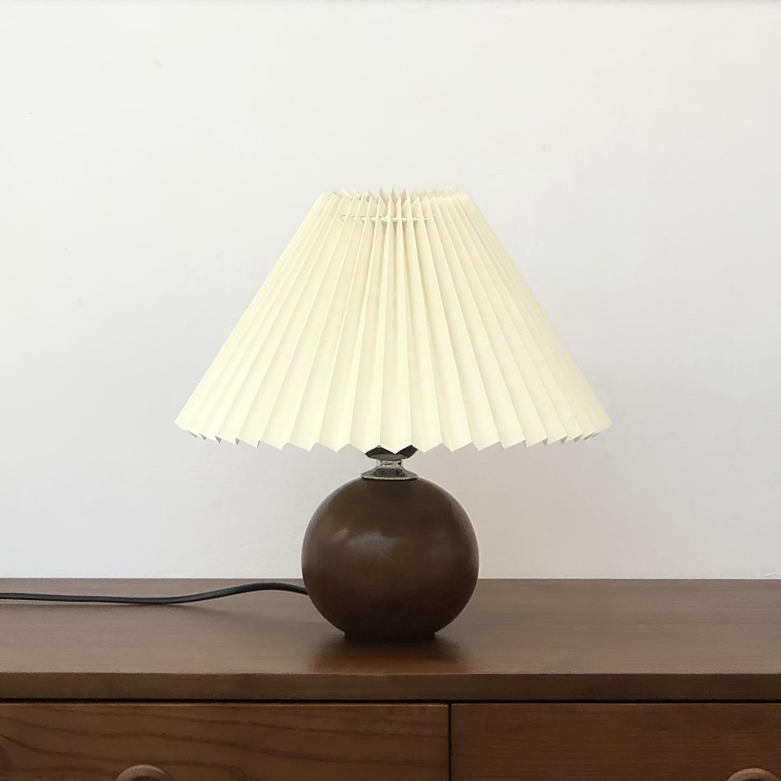 Modern Wooden Pleated Table Lamp - Handcrafted Natural Wood Nightstand Light for Bedroom, Living Room & Office - Warm Ambient Lighting for Home Decor