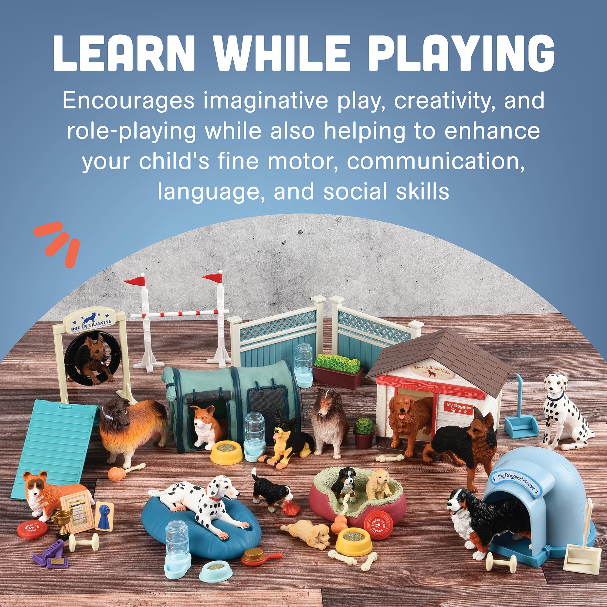 Constructive Playthings CP Toys Dog Academy Playset - Interactive Pet Training Playset for Kids, Educational STEM Toy for Boys & Girls Ages 3+ - Perfect for Pretend Play, Animal Lovers & Early Learning Development