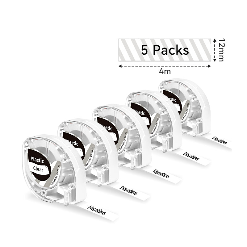 Phomemo 12mm x 4m Clear Thermal Label Sticker Roll - Compatible with P12 & P12PRO Label Makers - Perfect for Shipping, Packaging & Organizing