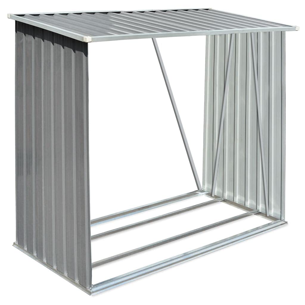 CHARMMA Heavy-Duty Galvanized Steel Firewood Storage Shed - 64.2