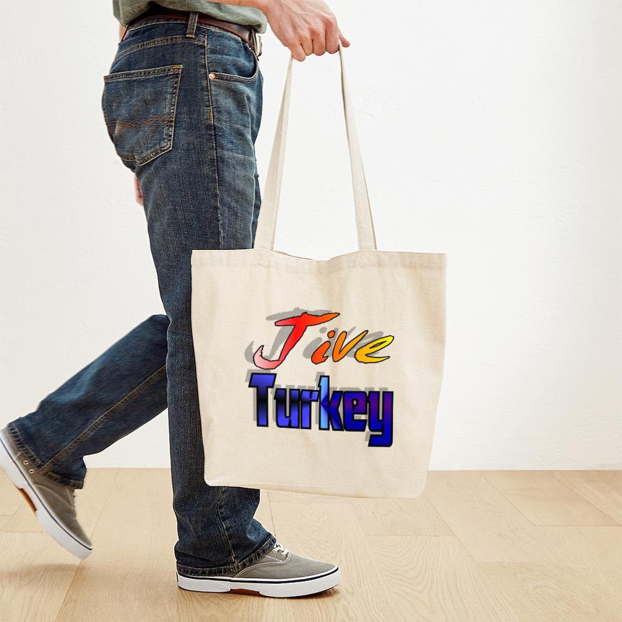 Jive Turkey Tote Bag - Natural Canvas Reusable Shopping Bag for Groceries, Beach & Farmers Market | Eco-Friendly Cotton Tote by CafePress