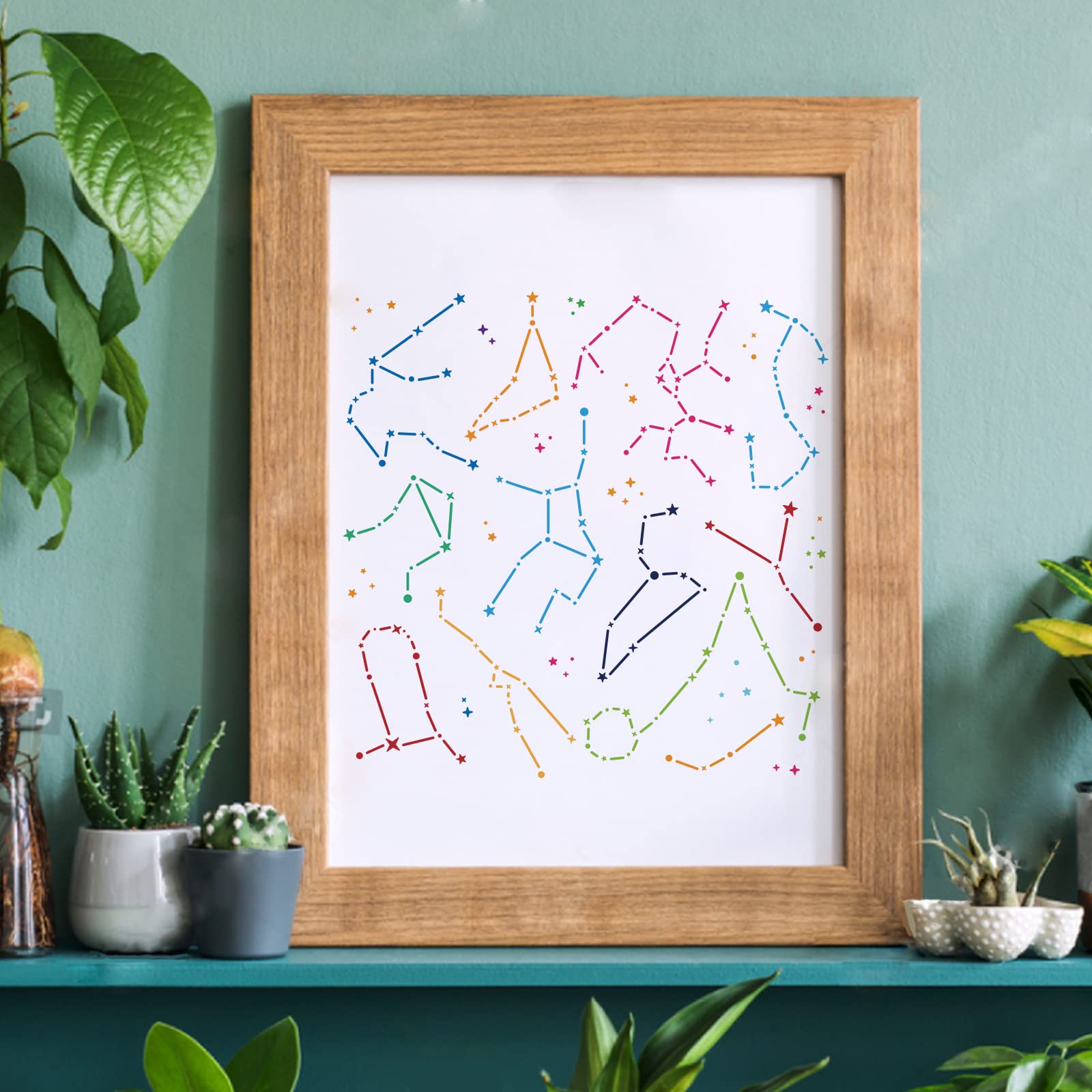 FINGERINSPIRE Constellation Art Stencils - 11.8x11.8 Inch Reusable Plastic Painting Templates for Wood, Tile, Wall & Fabric - Perfect for DIY Home Decor, Kids Crafts & Celestial-Themed Projects