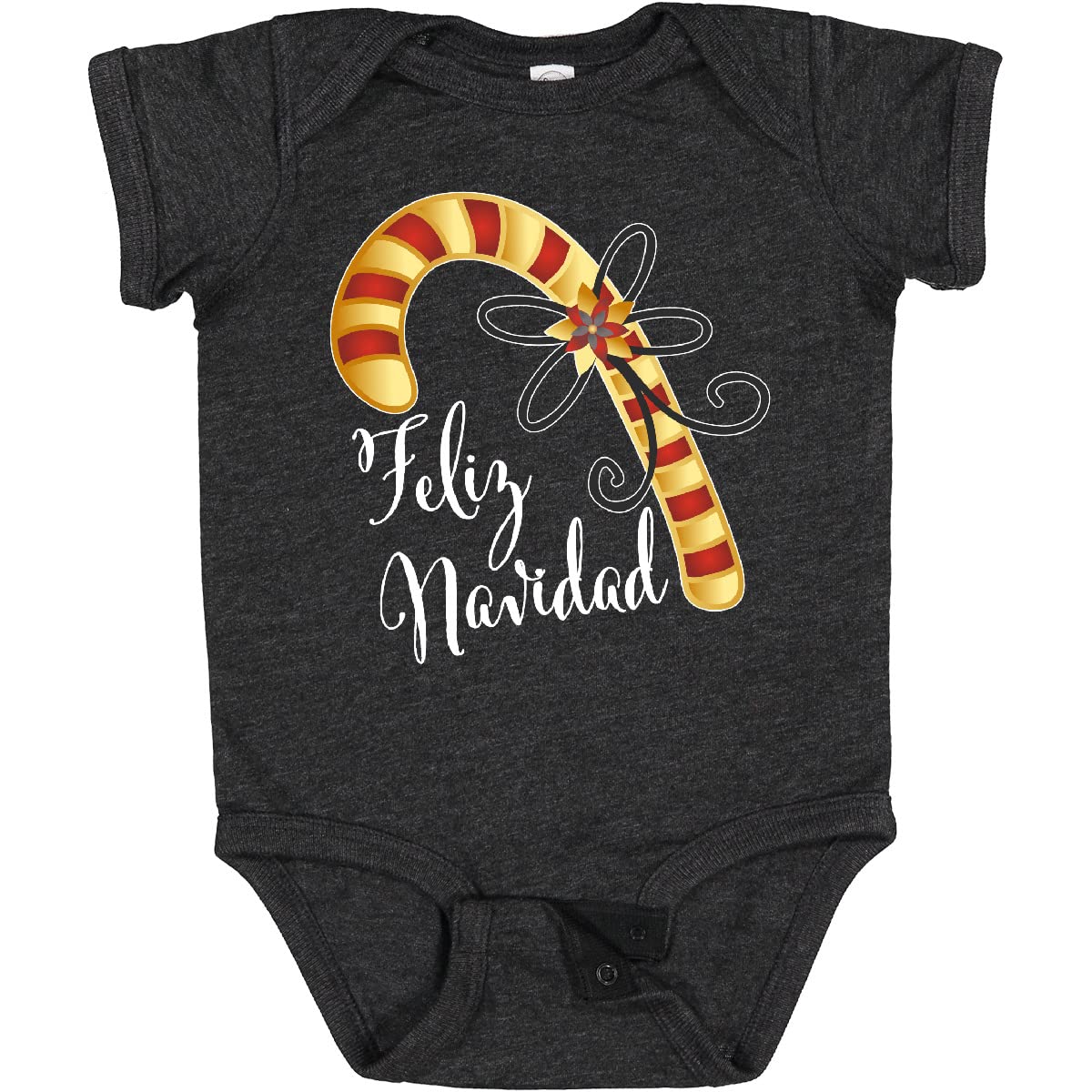 Inktastic Feliz Navidad Red and Gold Candy Cane Baby Bodysuit - Christmas Holiday Outfit for Infants & Toddlers - Perfect for Family Photos, Holiday Parties & Festive Celebrations