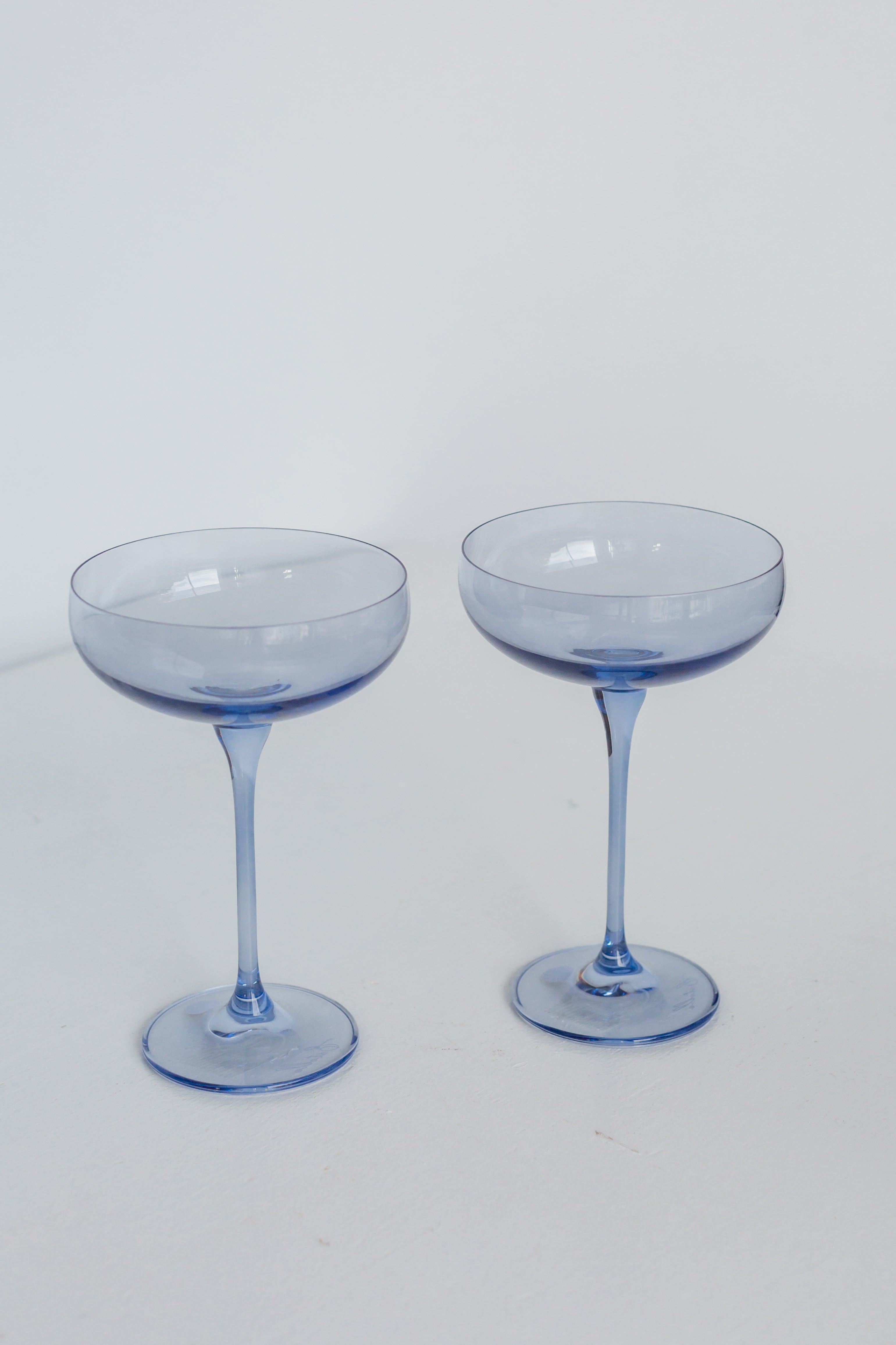 Estelle Colored Champagne Coupe Glasses Set of 2 - Elegant Cobalt Blue Stemware for Wedding Toasts & Cocktail Parties