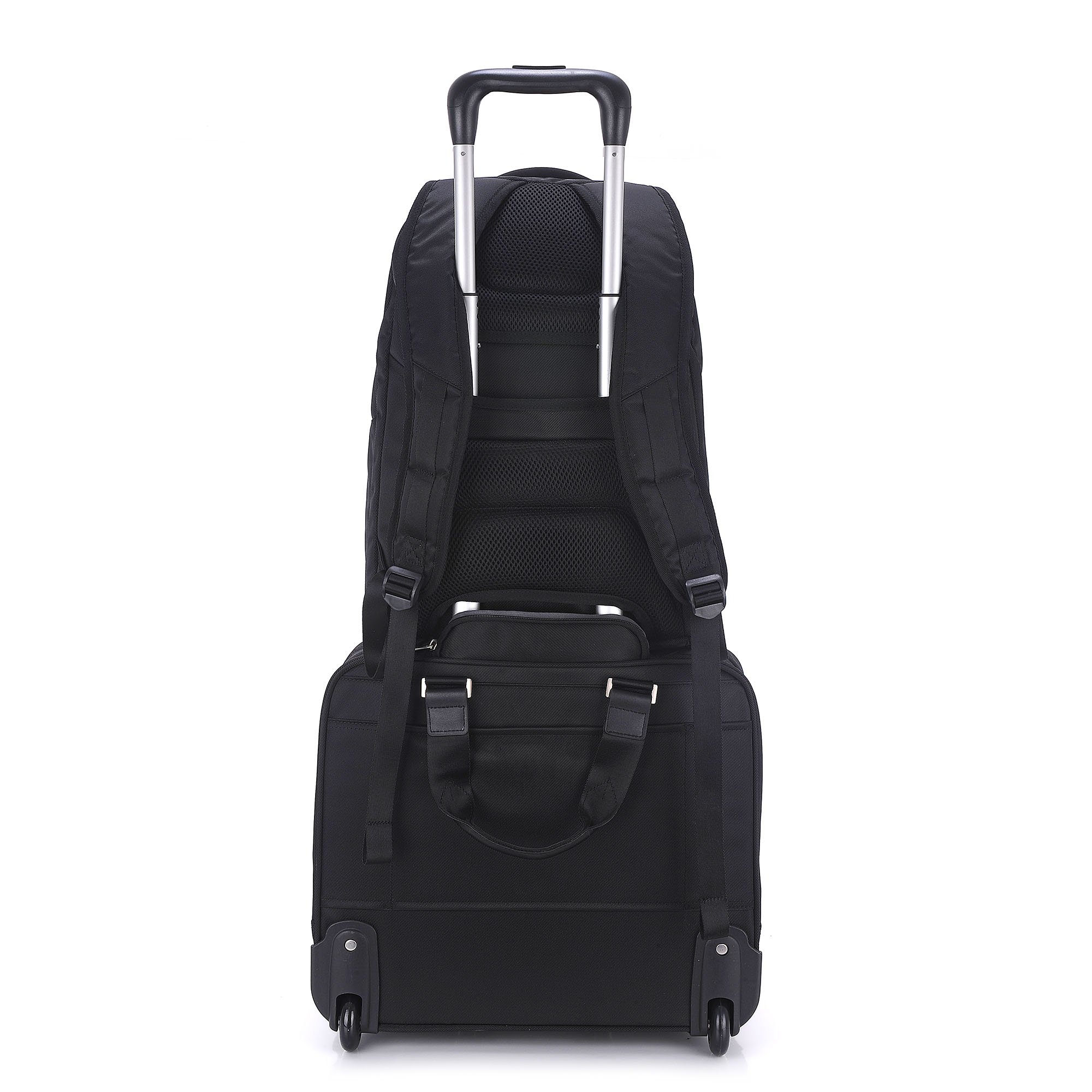 EcoTrend ETEX-RC15 Executive Rolling Laptop Briefcase - 15.6 Inch Business Travel Carry-On with Wheels, Durable Black Trolley Case for Office Professionals & Airplane Commuters