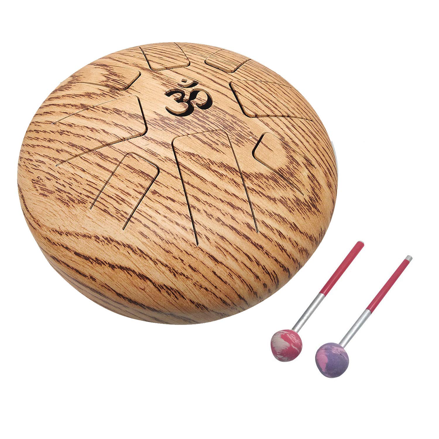 OM Tongue Drum 9 Inch - Steel Tank Drum Handpan with Bag & Mallets | Brown Percussion Instrument for Meditation, Yoga & Music Therapy
