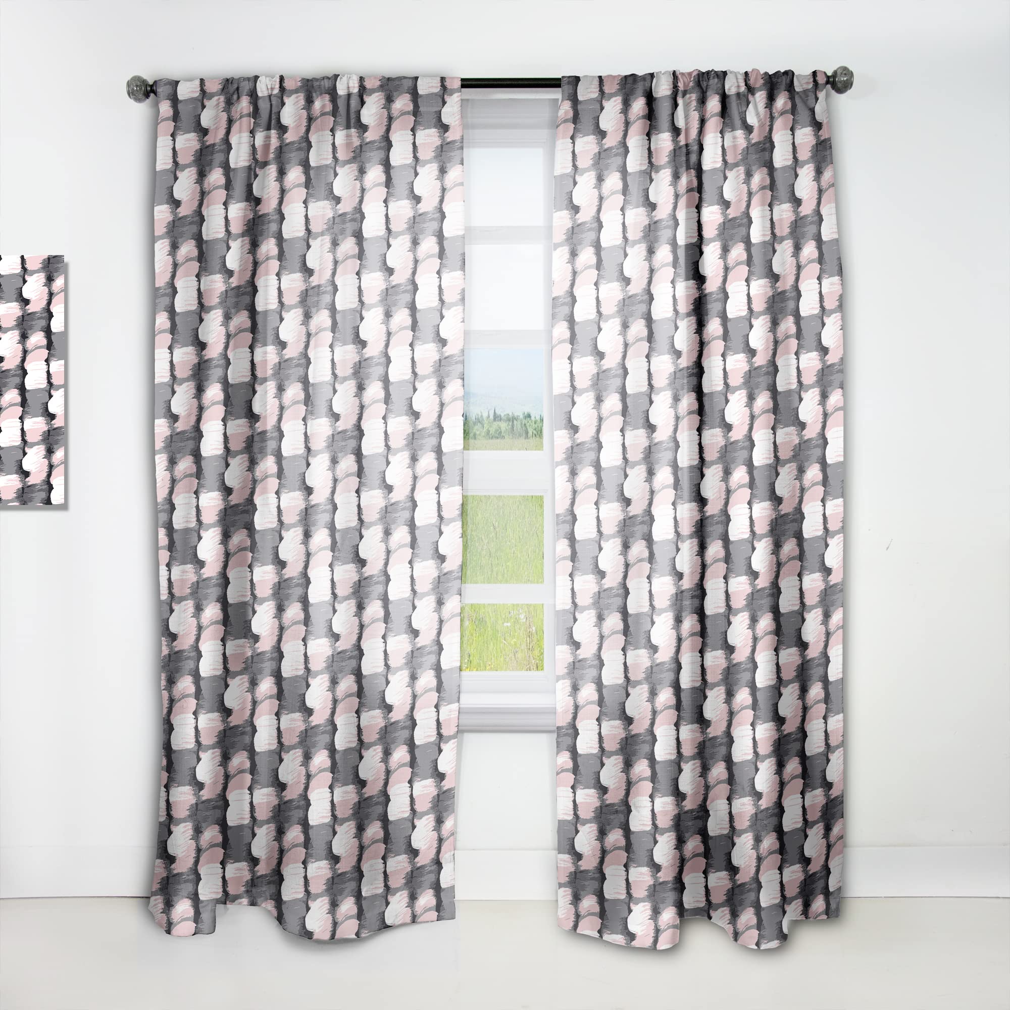 DesignQ Thermal Insulated Curtains - Paint Brush Strokes Pattern Single Panel 52x63 - Blackout Drapes for Bedroom & Living Room - Perfect for Home Decor, Privacy & Energy Efficiency