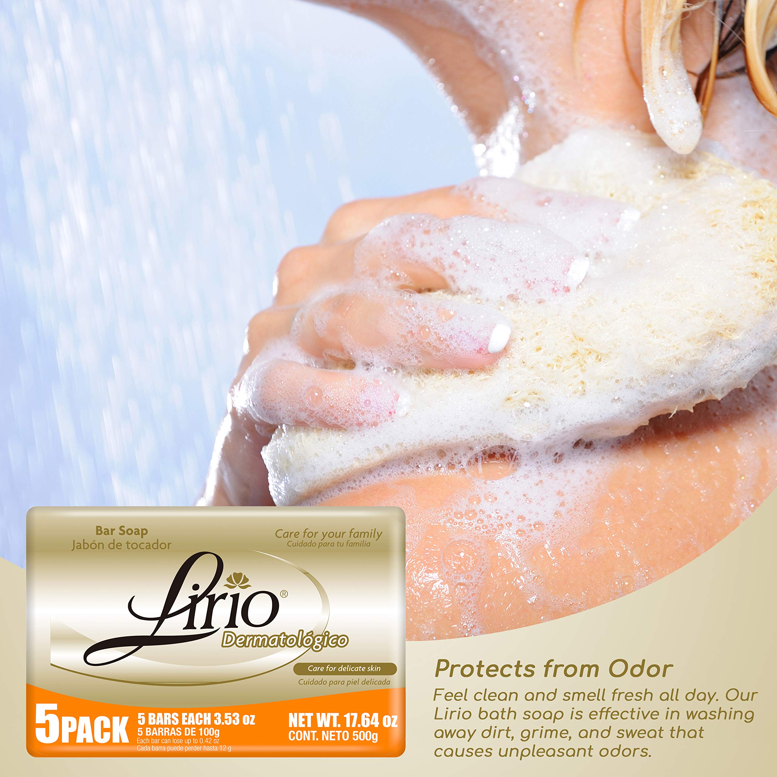 Lirio Derma Bar Soap - Dermatologist Recommended Body Soap for Sensitive Skin, 3.5oz (Pack of 5) - Gentle Cleansing for Eczema, Psoriasis & Dry Skin - Ideal for Daily Shower & Bath Use