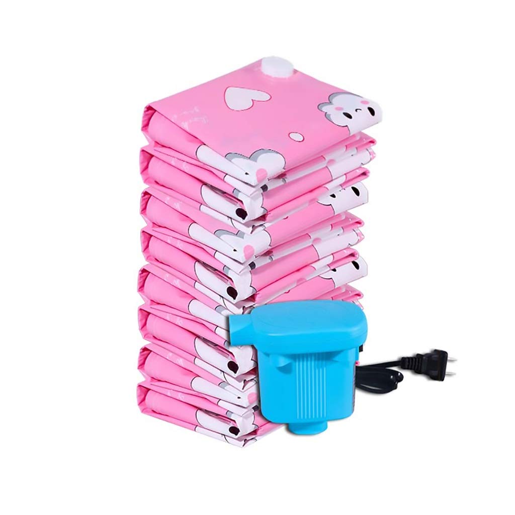 Electric Vacuum Storage Bags Set with Pump - 9-Piece Space Saver (3 Jumbo, 3 Large, 3 Medium) for Clothes, Comforters & Seasonal Storage | Pink Compression Bags for Travel & Home Organization