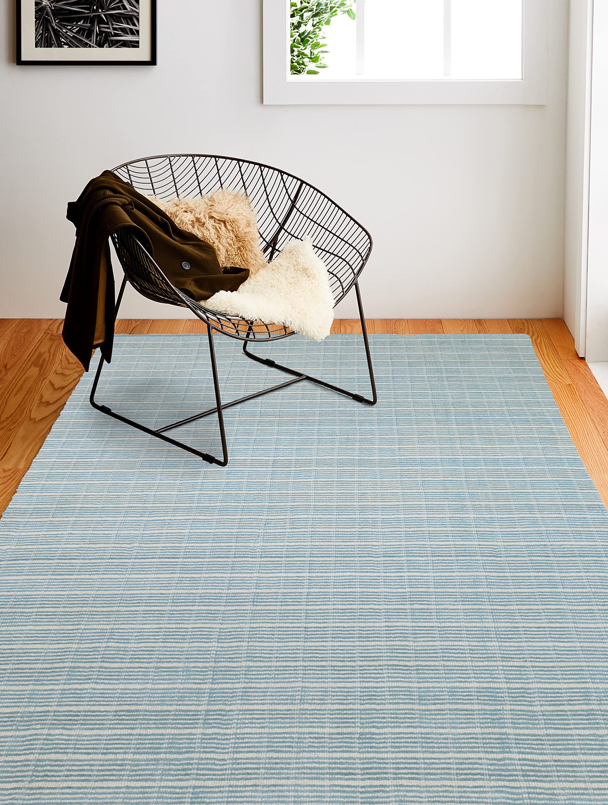 Bashian Collection Luxury Hand Loomed Wool Area Rug - 3.6' x 5.6' Sky/Ivory - Perfect for Entryway, Living Room, Bedroom & Home Décor - Soft & Durable Runner Rug for High Traffic Areas