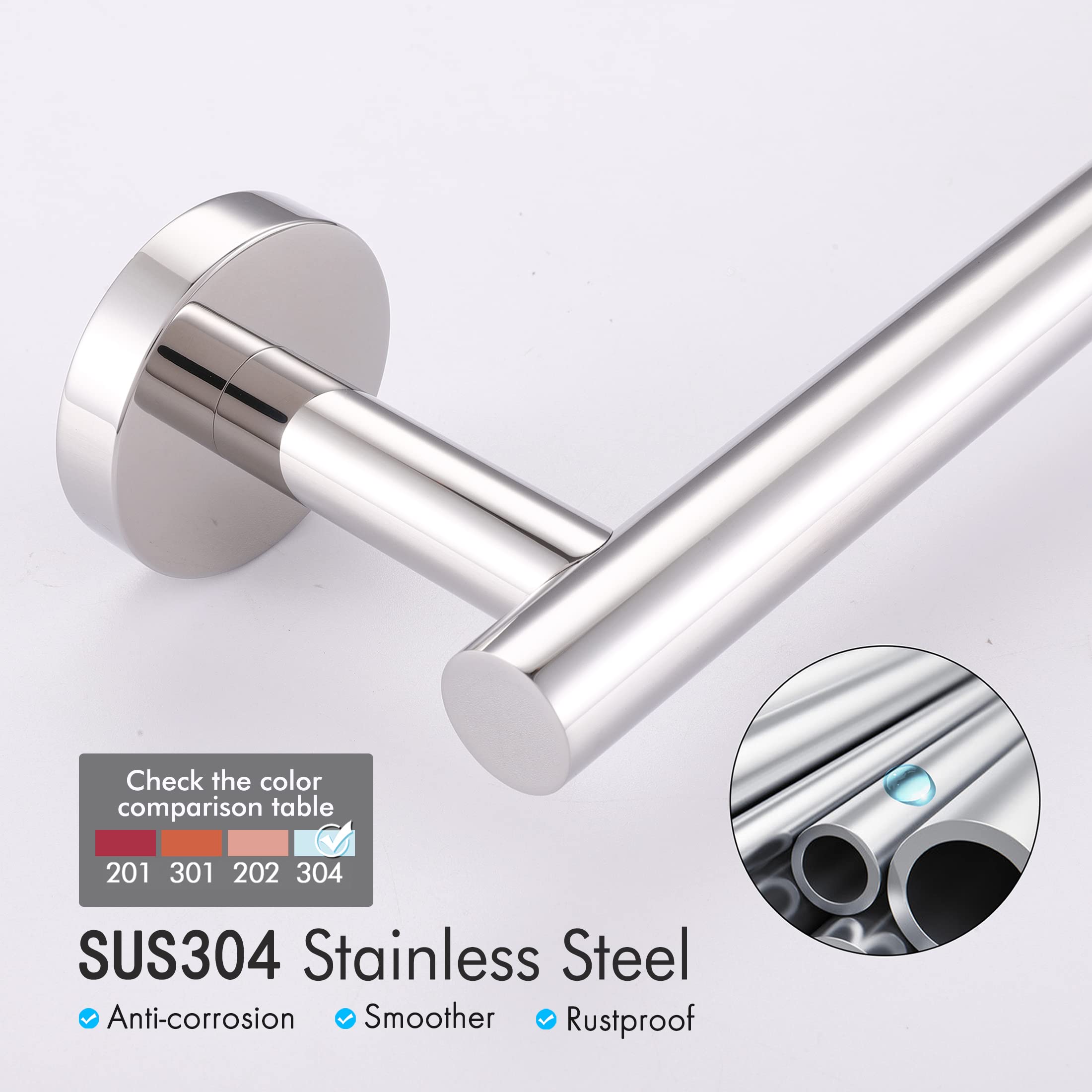 KES 29.5 Inch Stainless Steel Towel Bar - Rustproof SUS304 Bathroom Towel Holder for Shower & Hand Towels, Wall Mounted Polished Finish (31.9 Inch Total Length) - Perfect for Bathrooms, Showers, and Spa Areas